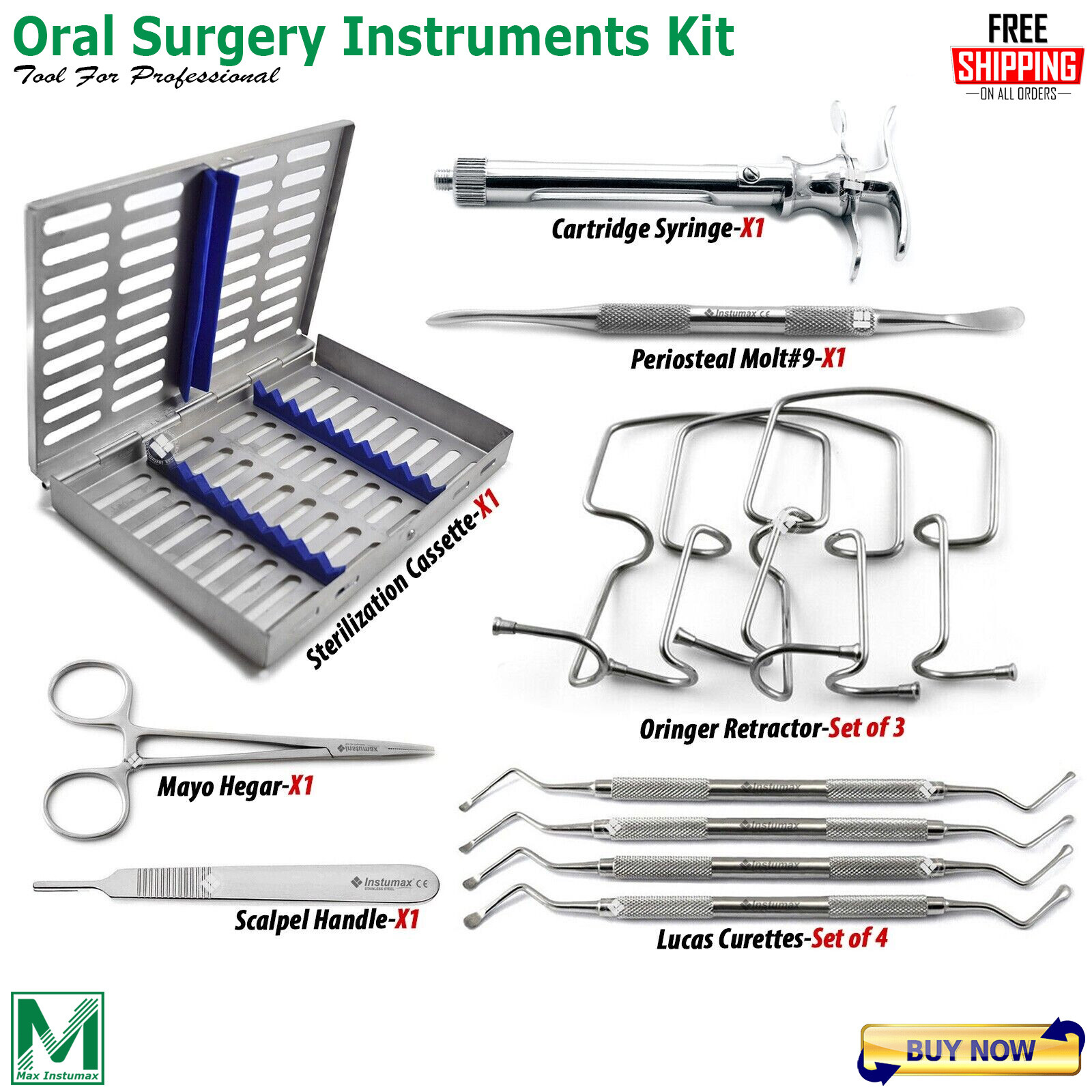 Basic Dentistry Oral Surgery Implant Kit Dental Surgical Instruments Cassette