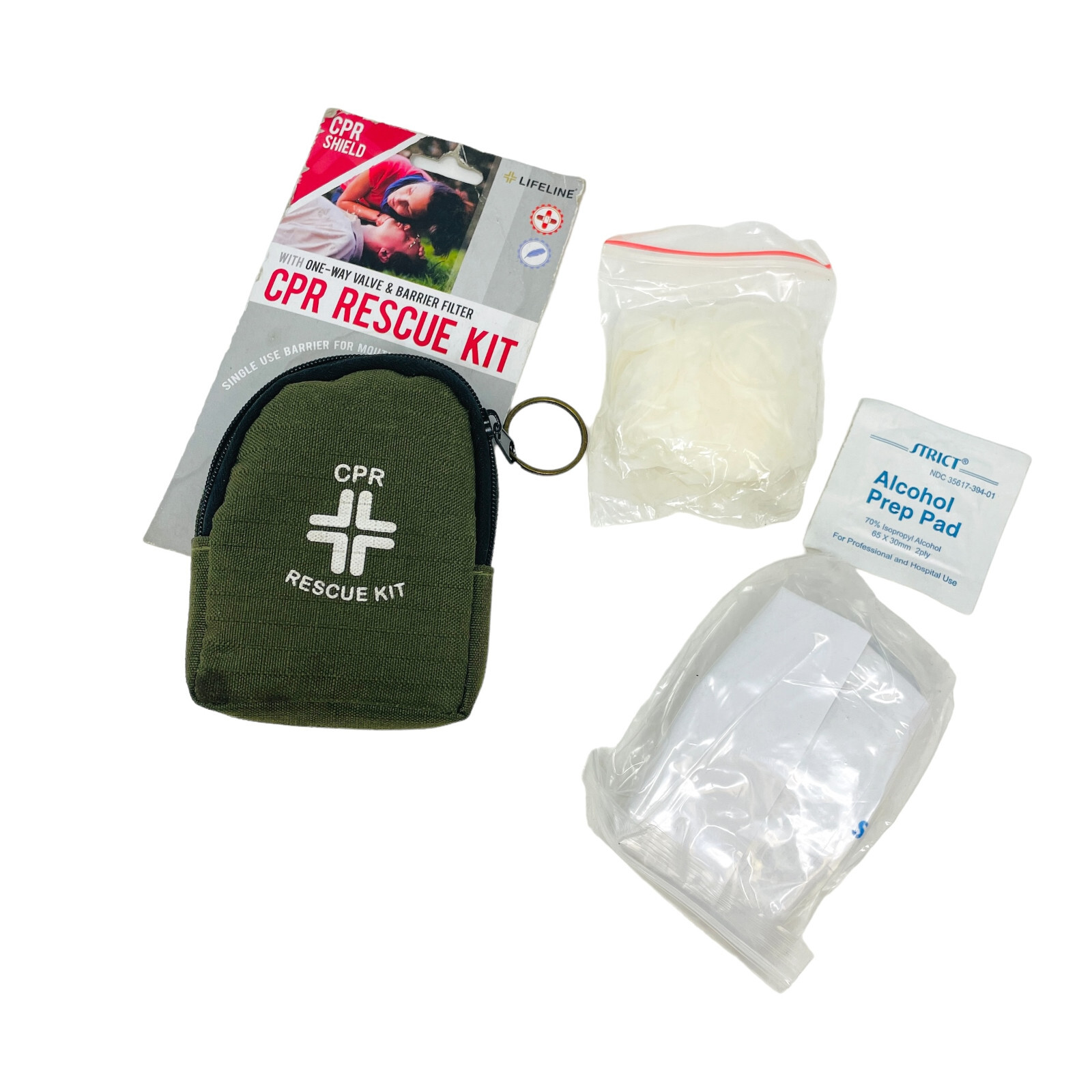 CPR Shield Rescue Kıt Alcohol Prep Pads With One-Way Valve & Barrier Filter 4042