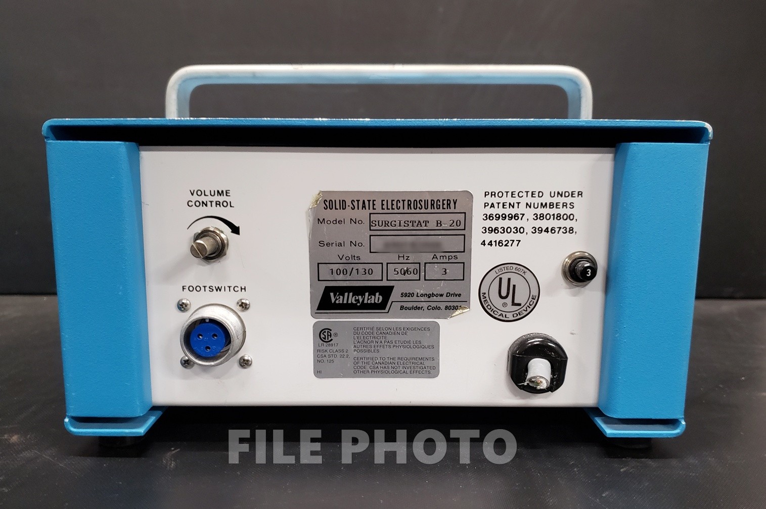 Valleylab Surgistat B-20 Solid-State Electrosurgery Unit AS-IS, Parts or Repair