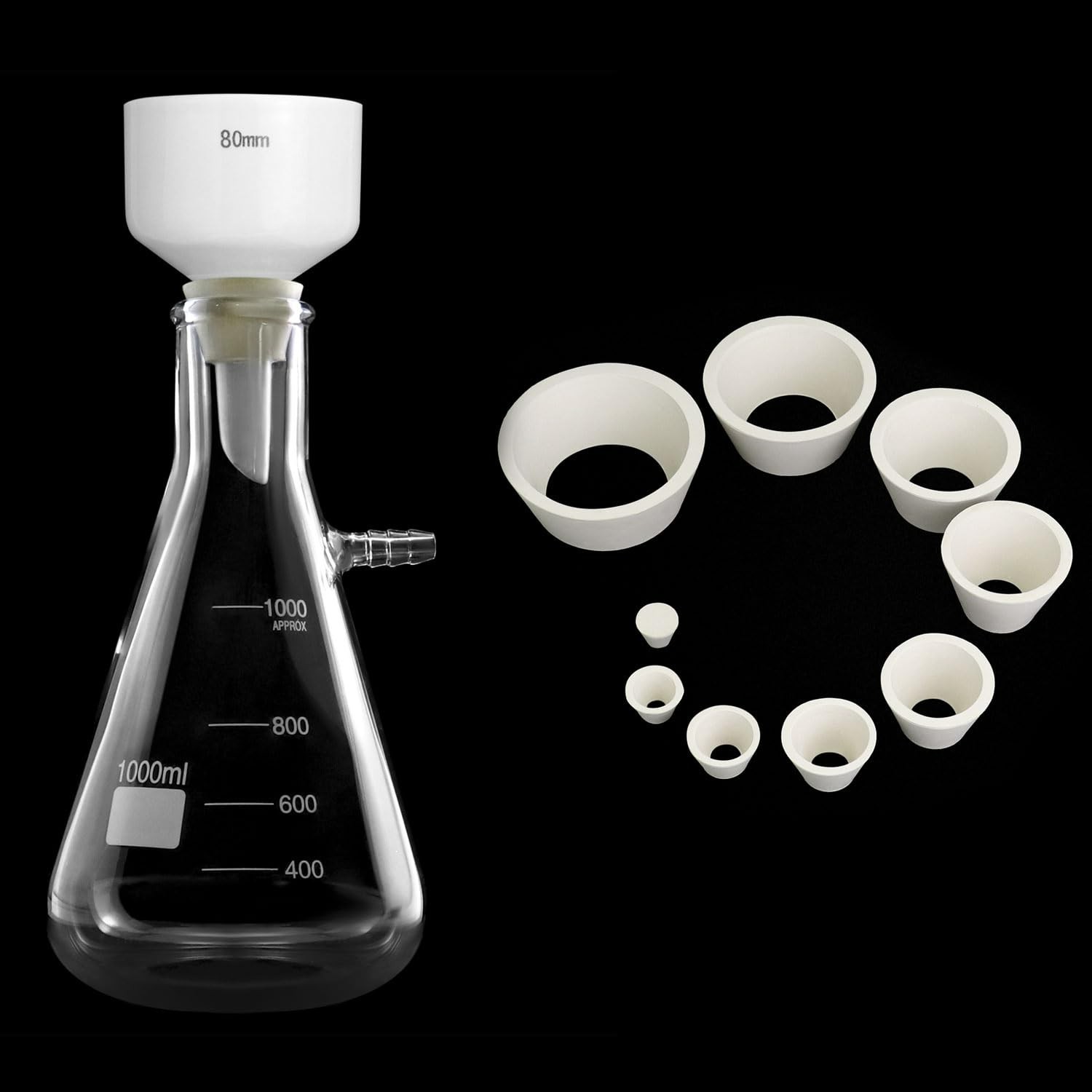 1L High-Temperature Resistant Buchner Funnel Set with Sidearm Vacuum Flask