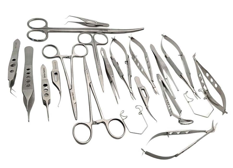 Eye Micro Surgery Ophthalmic Forceps Scissors Speculum Instruments 20 PCs Kit