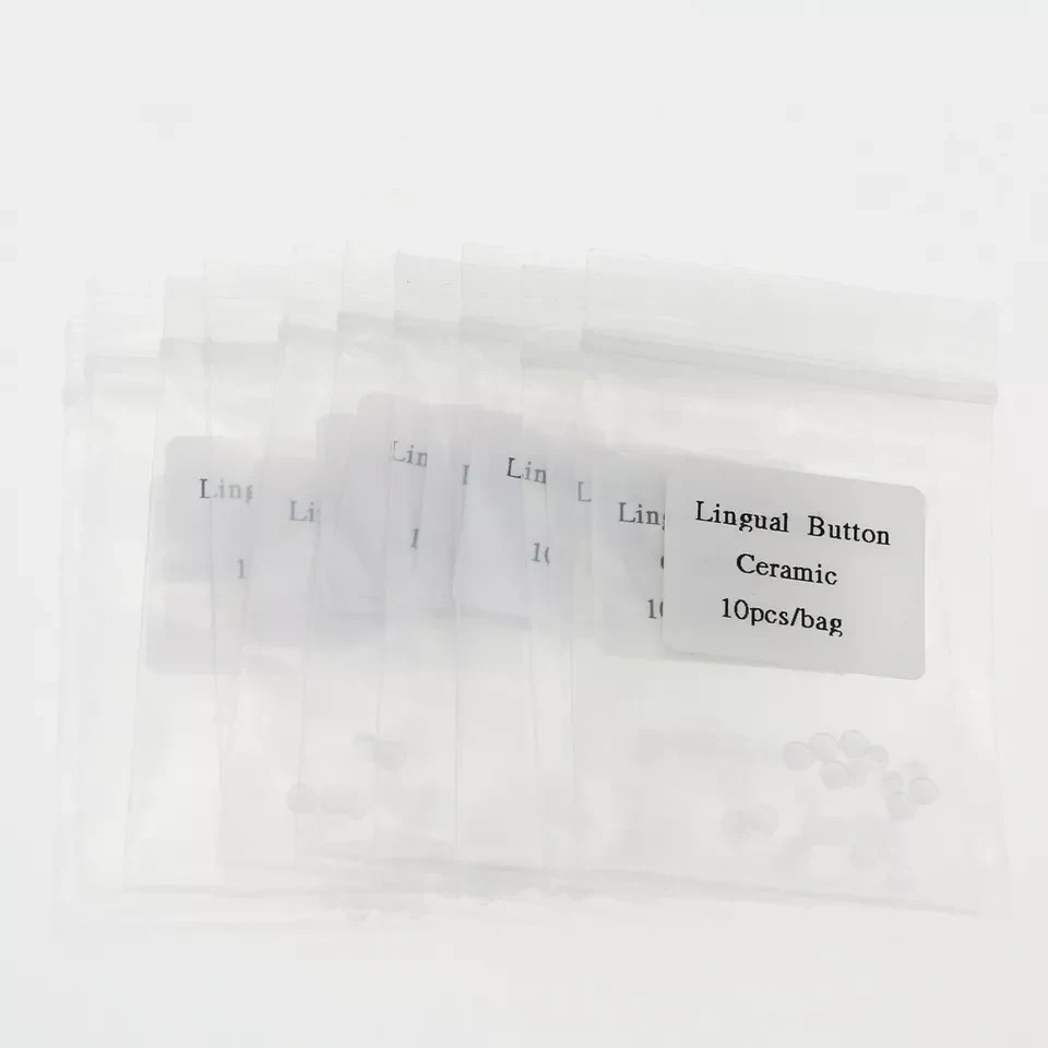 10Pcs/Pack Dental Clear Orthodontic Ceramic Lingual Button Bondable Round Base