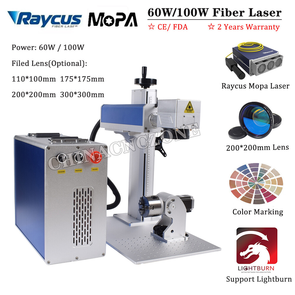 60W / 100W MOPA Raycus Fiber Laser Marking Machine Metal Engraving Color Marking