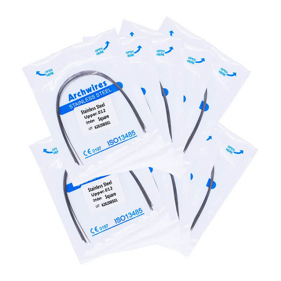 100×Dental Orthodontic Stainless Steel Round Arch Wires Square Form 012 Upper