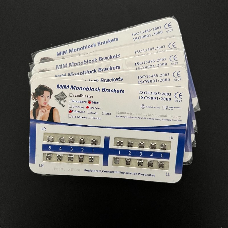 50Set Dental Orthodontics MIM Monoblock Brackets Mini Edgewise 022 345/3/no hook