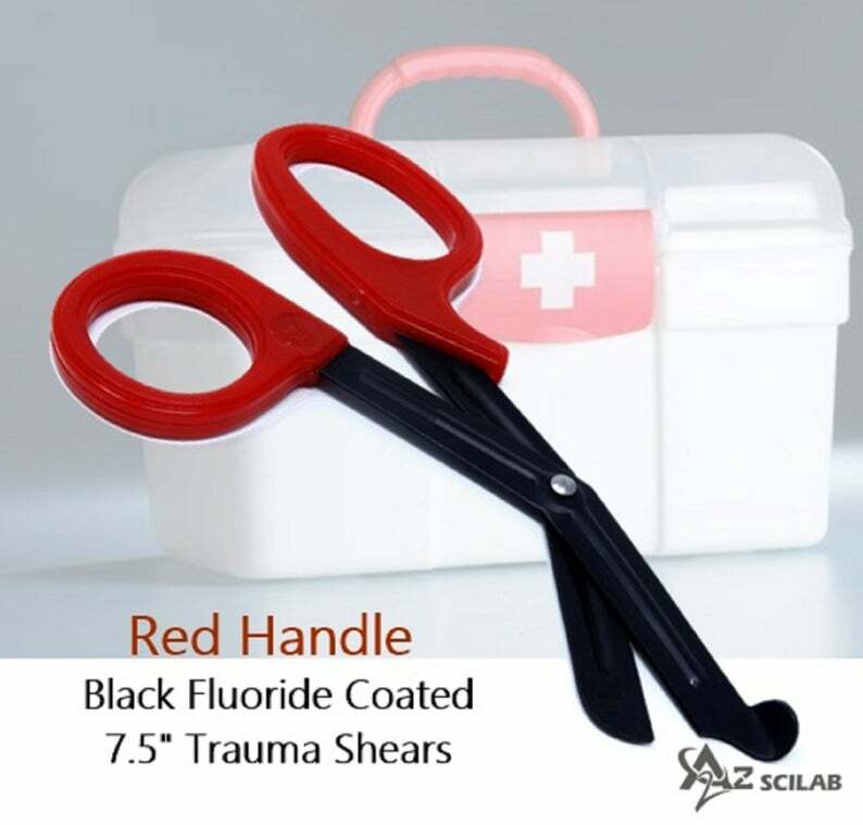 RED Stealth Fluoride Black Coated BLADES Trauma Paramedic Shears Scissors 7.5″