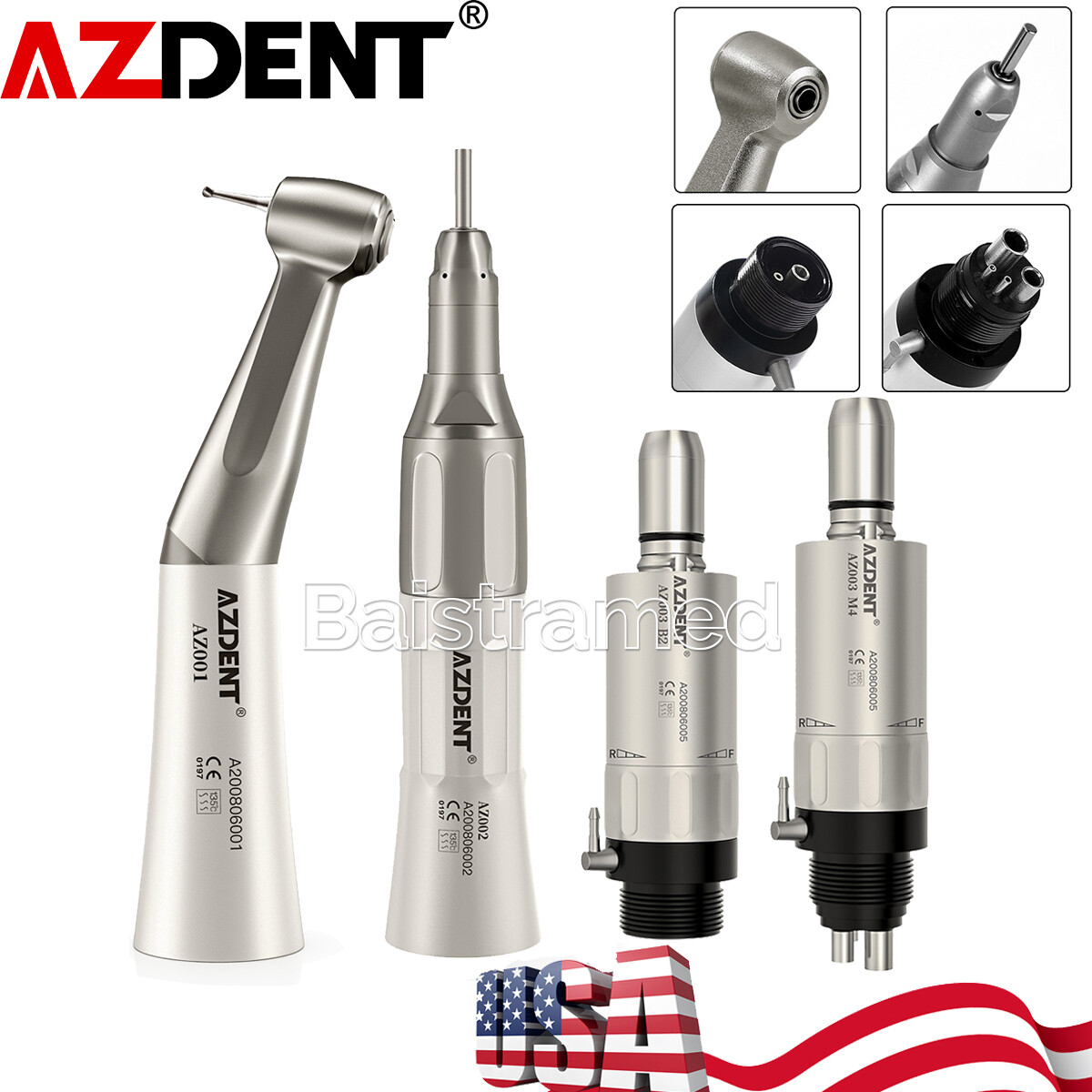 NSK Style Dental Low Speed Straight/Air Motor/Contra Angle Handpiece 2/4 Holes