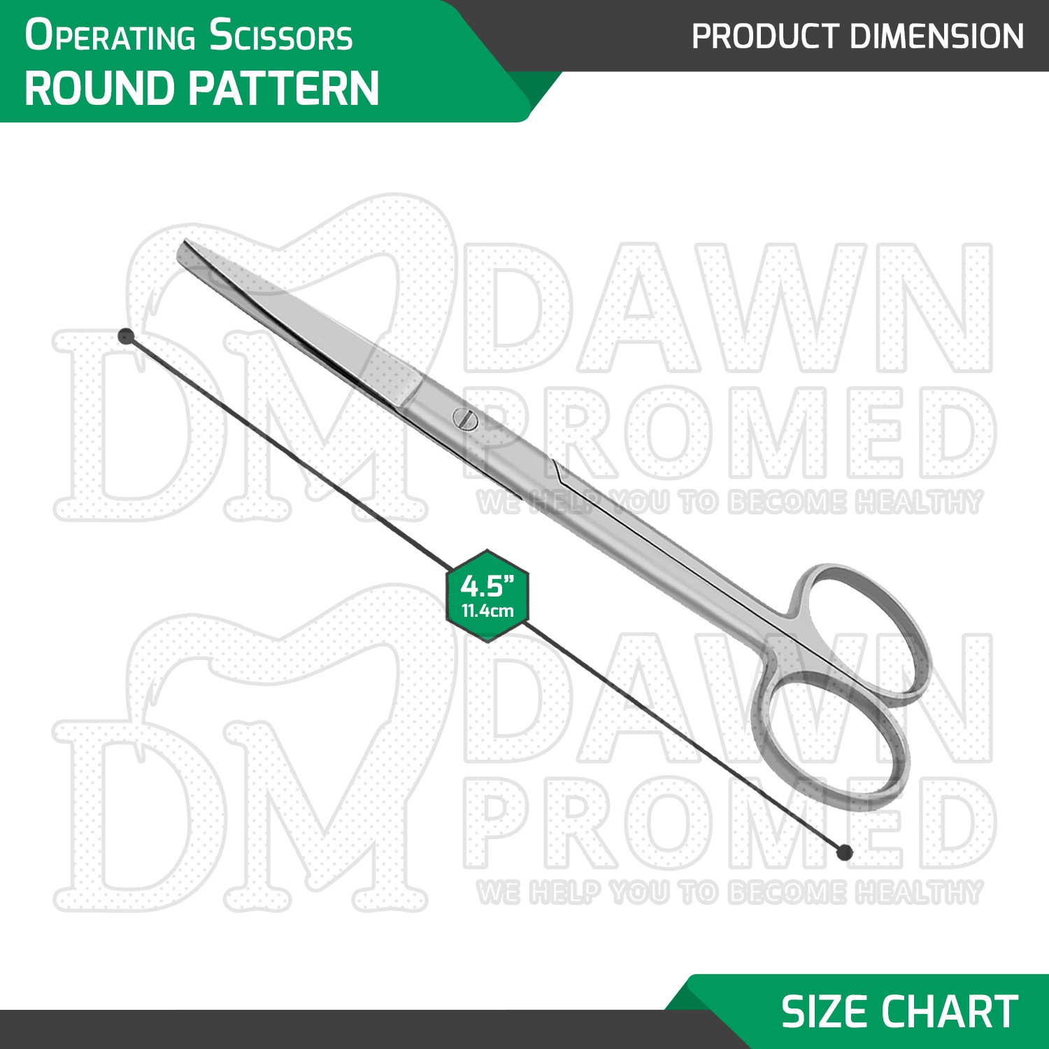 6 Pcs Operating Scissors 4.5″ Straight Sharp Blunt Round Pattern Surgical Set