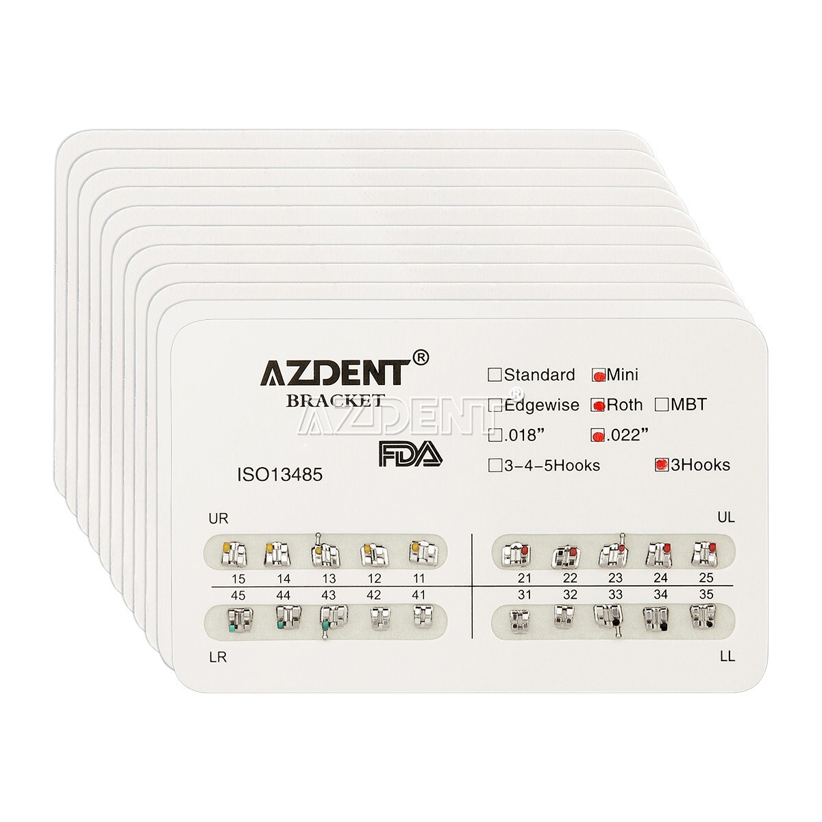 USA 50x AZDENT Dental Orthodontic Metal Brackets Braces Mini Roth.022 Hooks 3