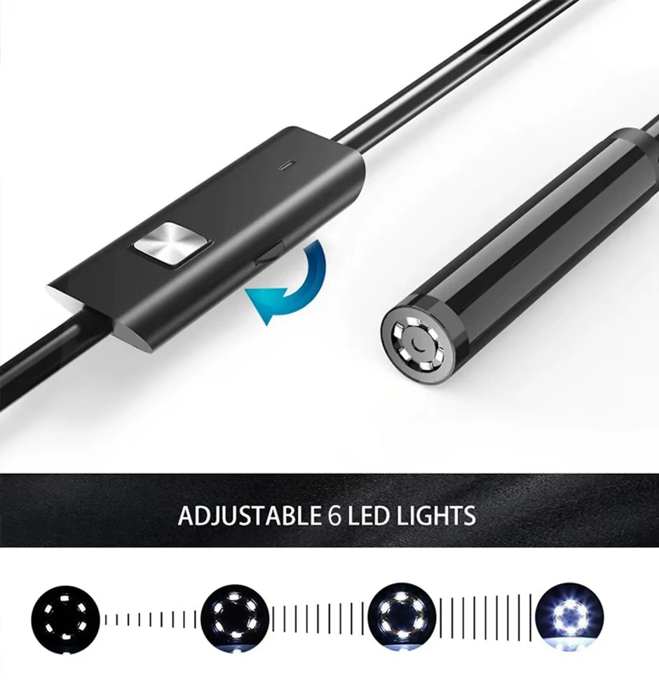 7.0MM TYPE-C Endoscope Camera IP67 Waterproof 6 Leds Adjustable USB Android Flex