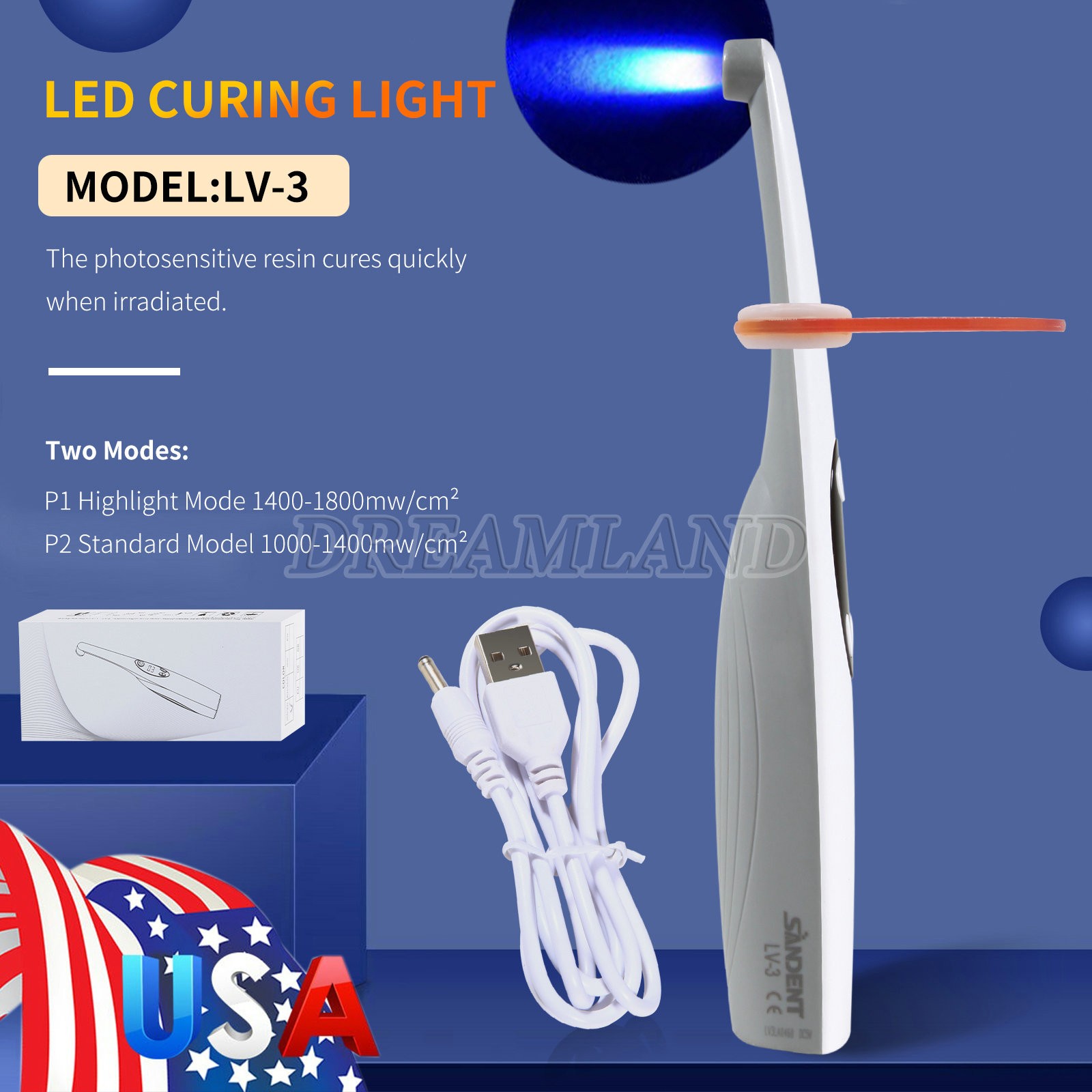 Dental Wireless Cordless Curing Light Composite Lamp LED-B Lampara 3S