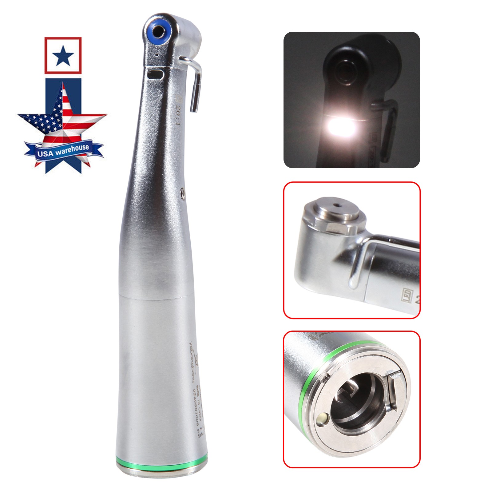 Dental Implant Handpiece 20:1 Reduction Fiber Optic LED/No LED Contra Angle NSK