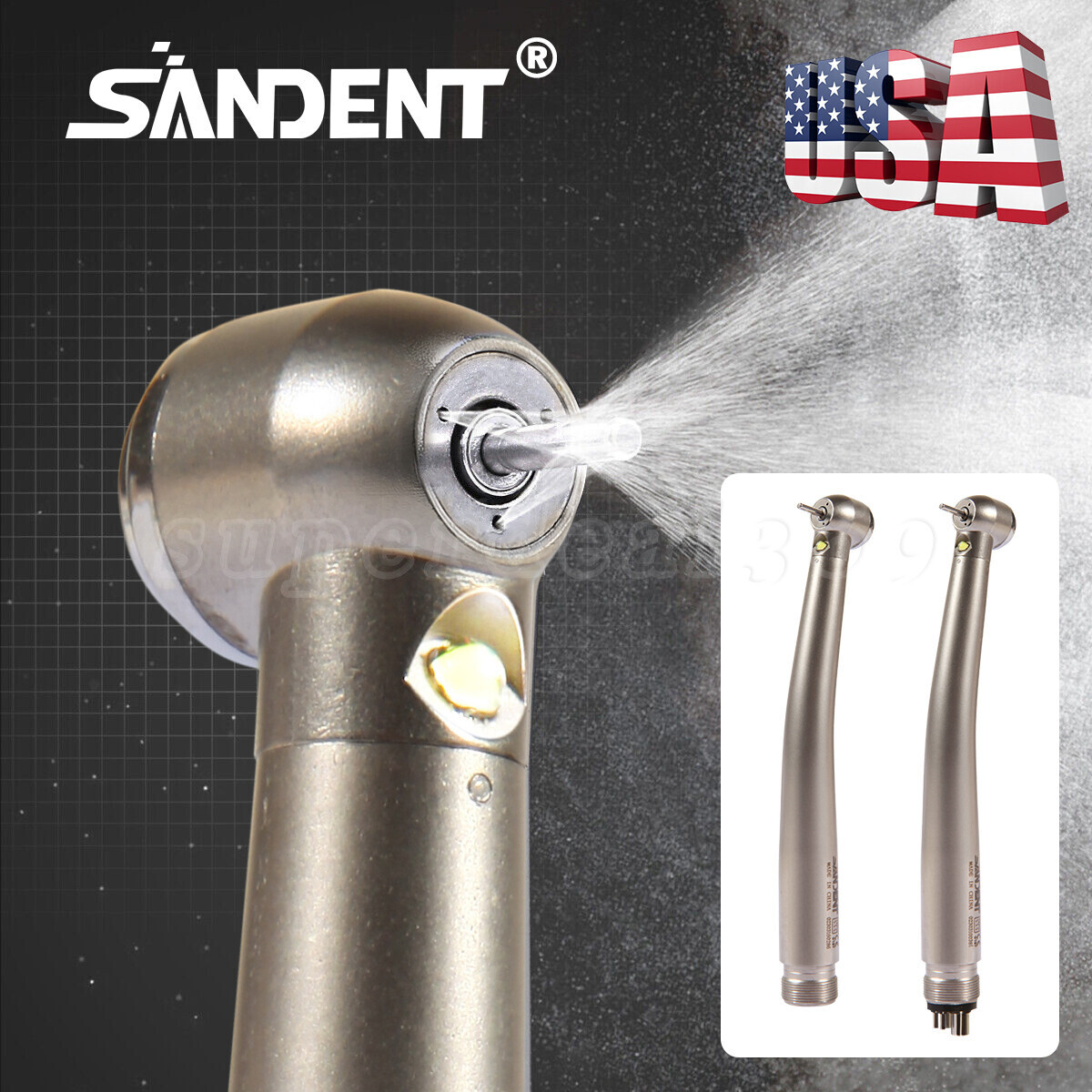 1/10pcs SANDENT Dental Fiber Optic LED Push Button Handpiece Turbine 2/4 Holes