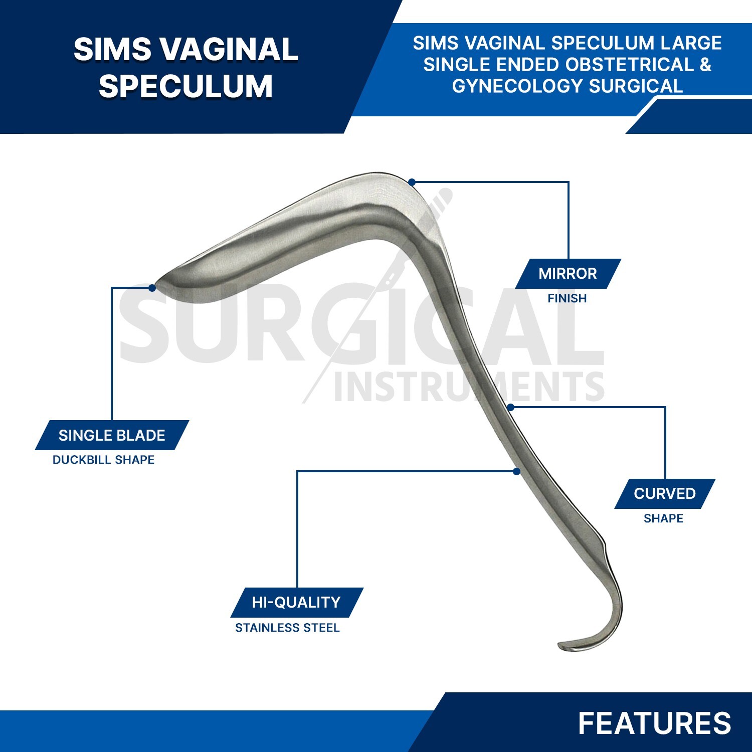 Sims Vaginal Speculum Large Single Ended Obstetrical & Gynecology German Grade