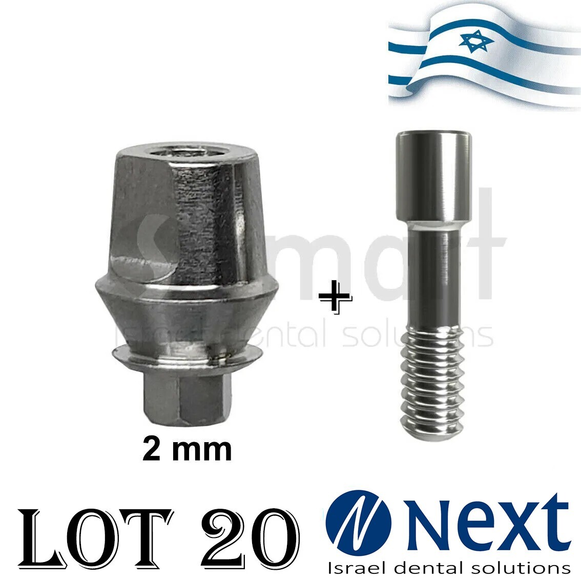 Lot X 20 Dental Straight Abutment 5m WP Ø5.5 2mm friction fit platform switching