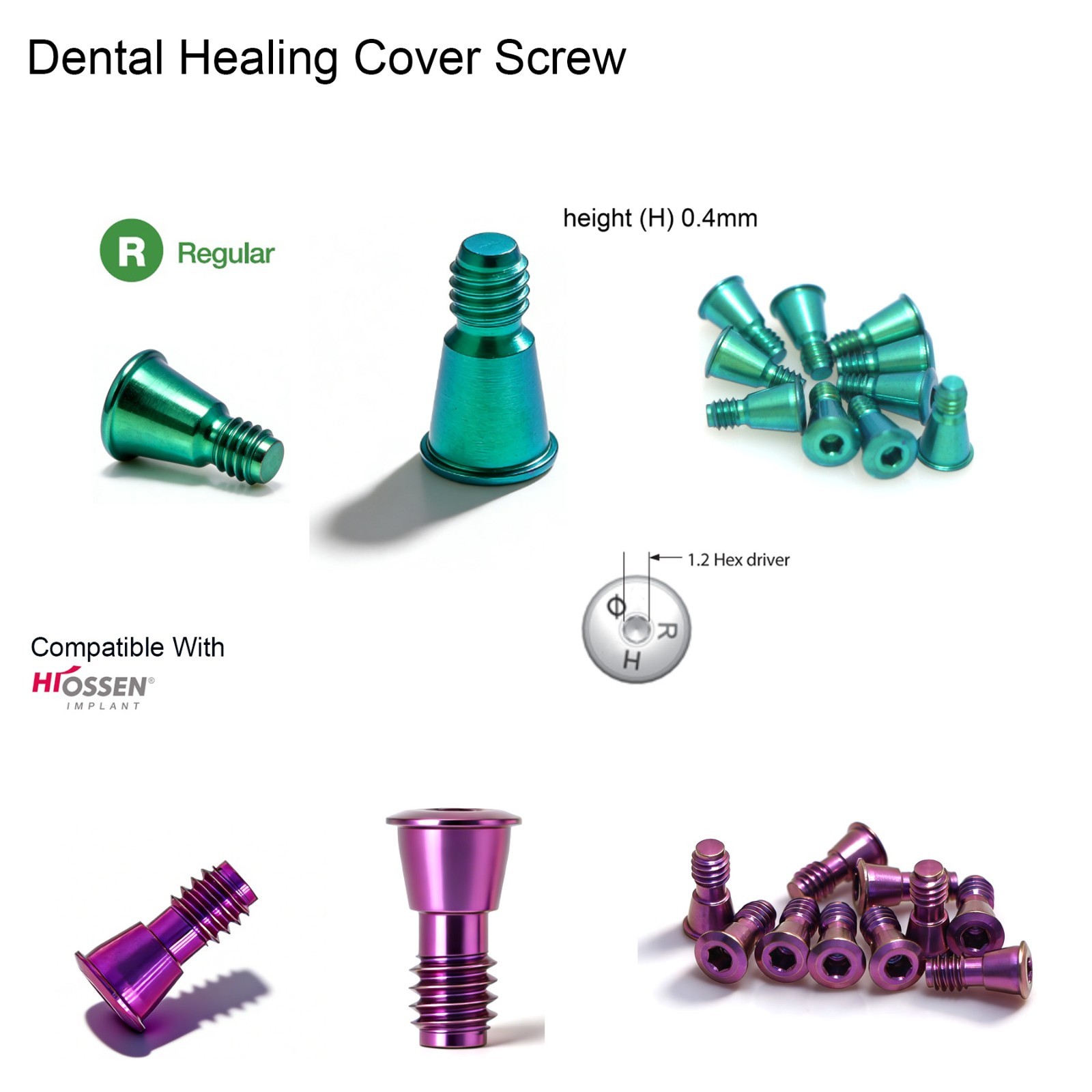 US Osstem Hiossen Dental Healing Abutment Cover Screw Mini Regular Compatible