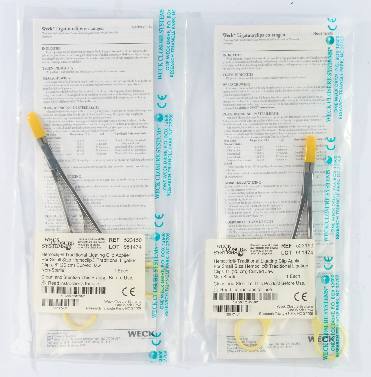 (Lot of 2) Weck Hemoclip Traditional Ligating Clip Applier 523150