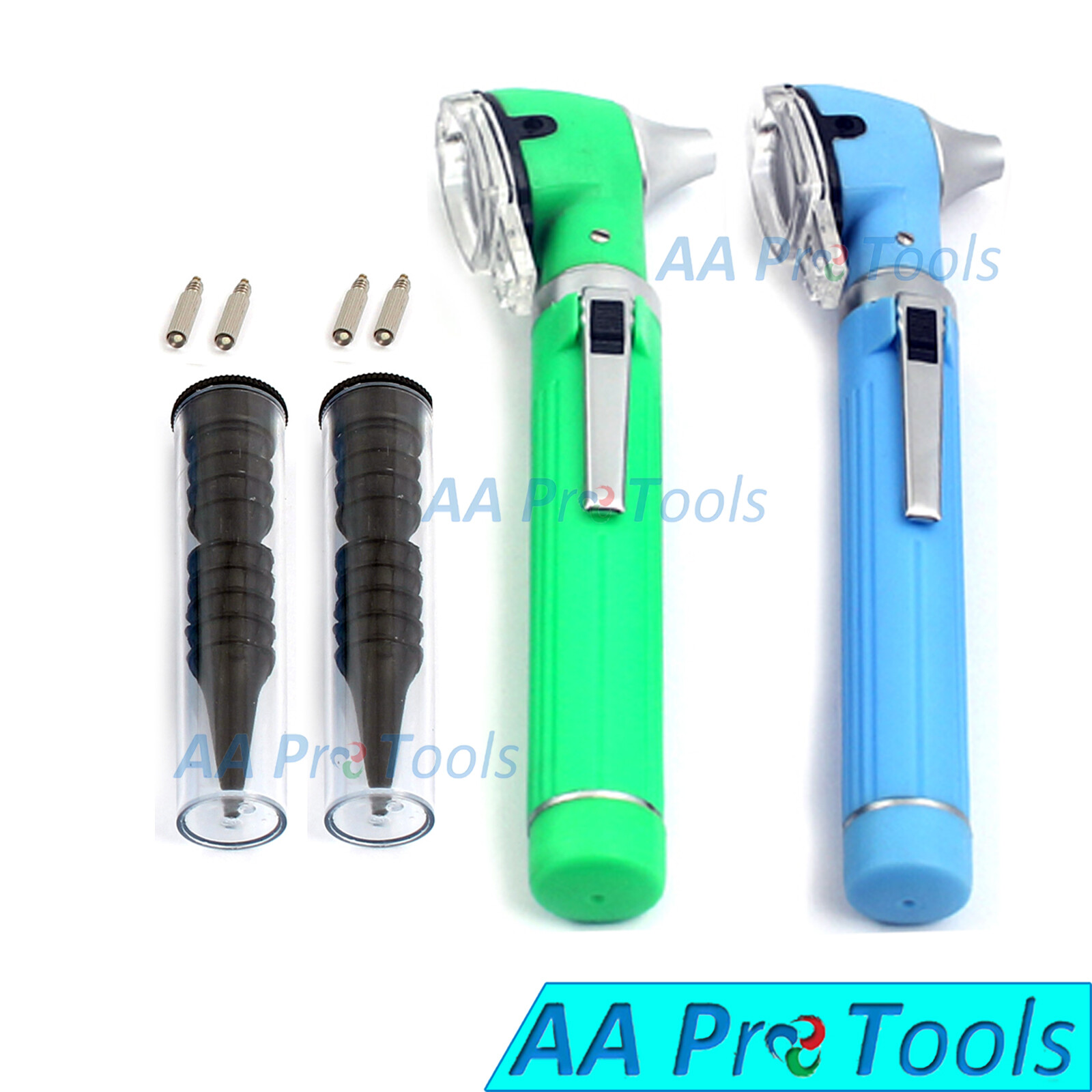 Green + Sky-Blue F.O Mini Otoscope Opthalmoscope Set ENT Diagnostic (Pack of 2)