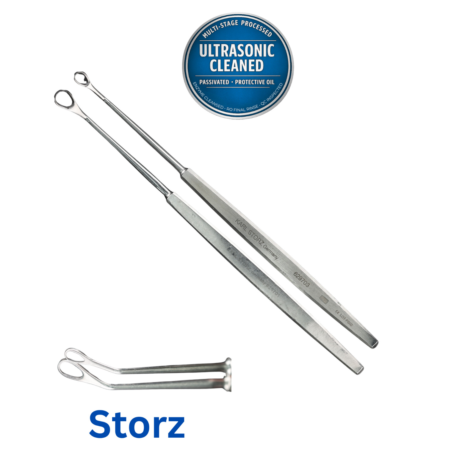 Storz 629701 629703 Antrum Curettes, Forward Cutting – Ultrasonically Cleaned