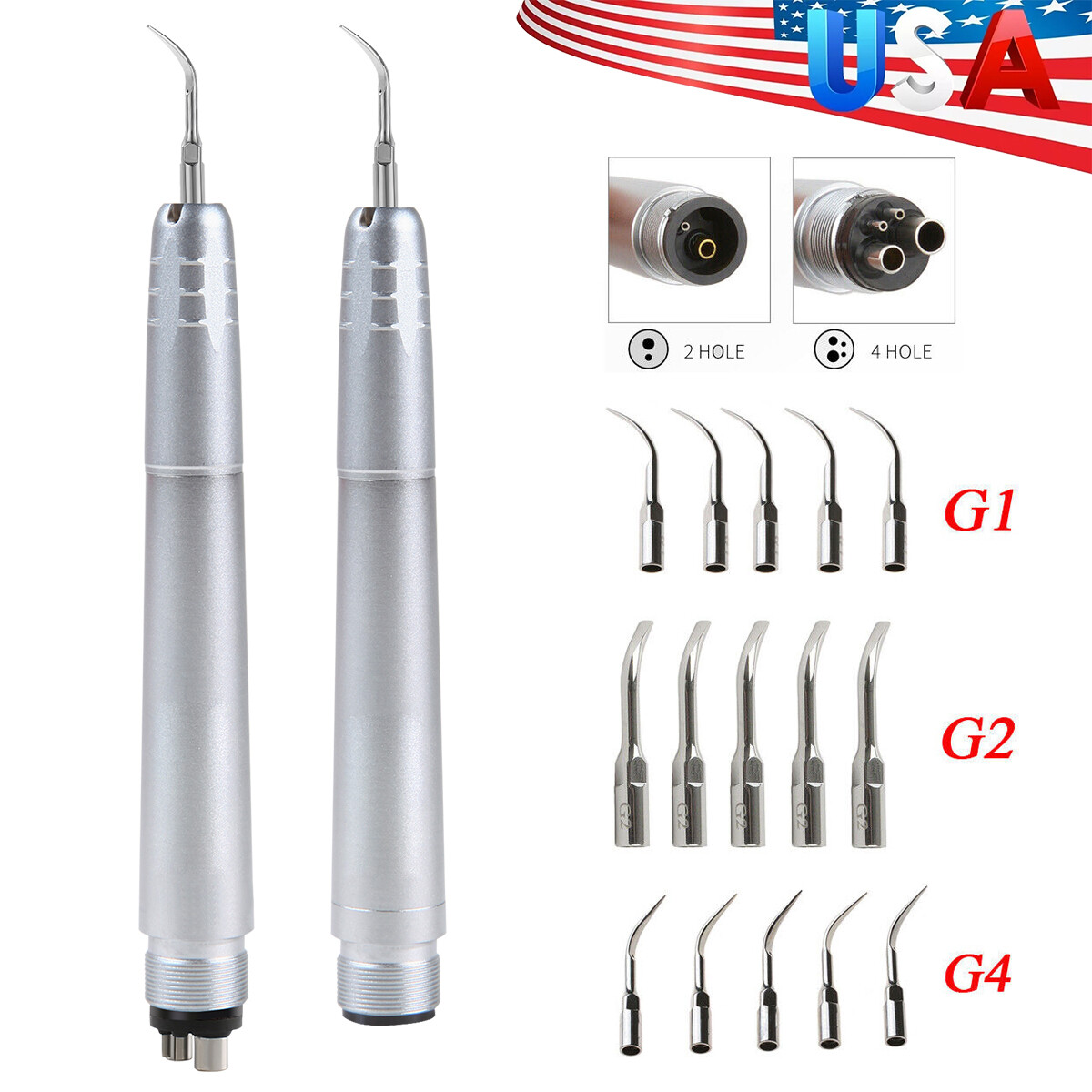 Dental pieza de Mano de Escalador de Aire Sónico+G1, G2, G4 Puntas USA