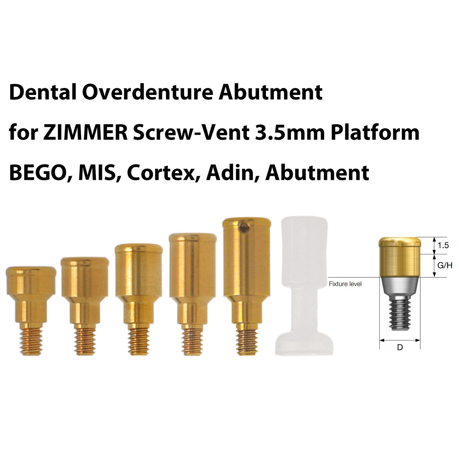 Titanium Dental Overdenture Locator Abutment Fit Multiple Major Implant Systems