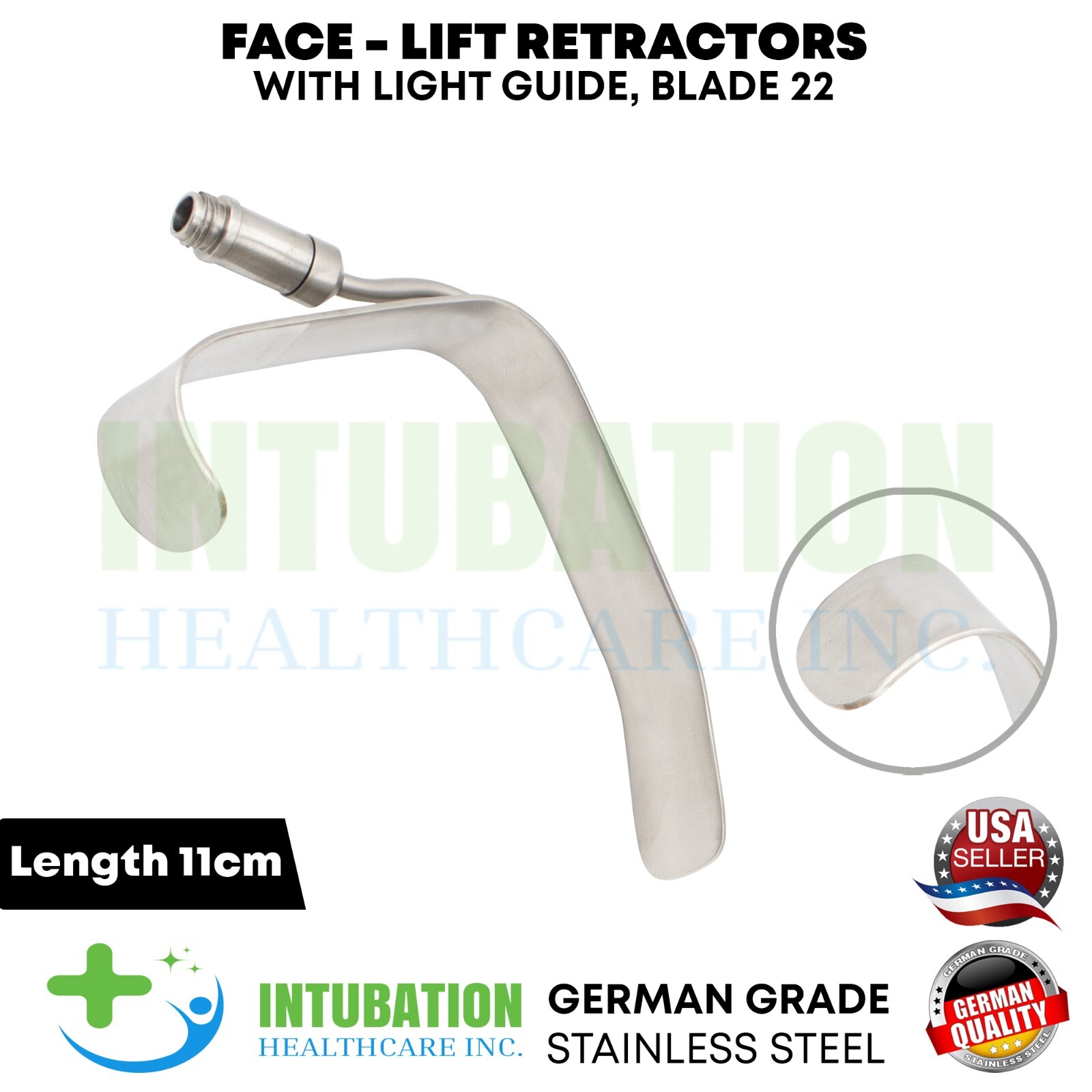 Face Lift Retractors with Light Guide Plastic Surgery Instruments 11cm Length