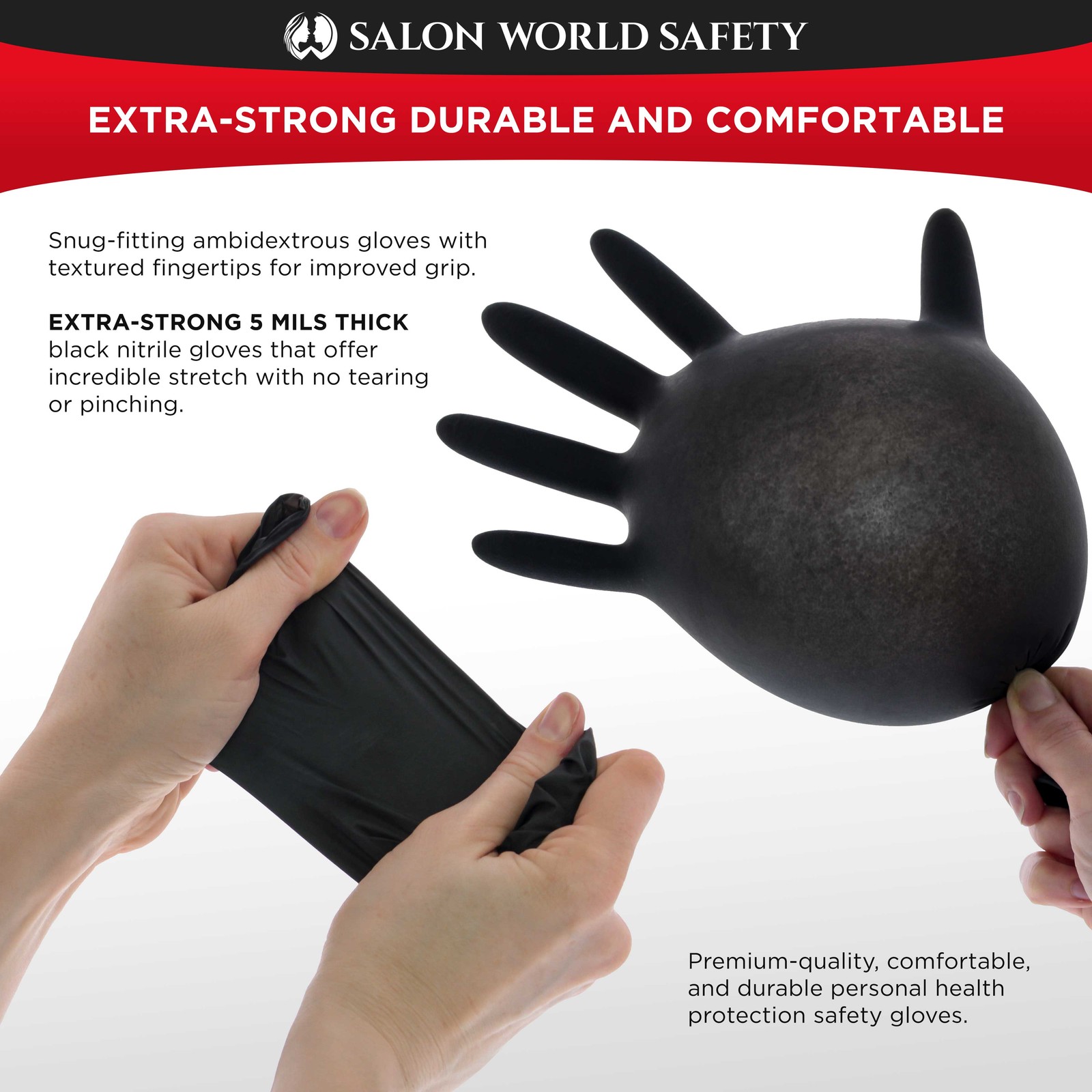 Black Nitrile Disposable Gloves, 10 Boxes of 100, Large, 4 Mil Thick -Latex Free