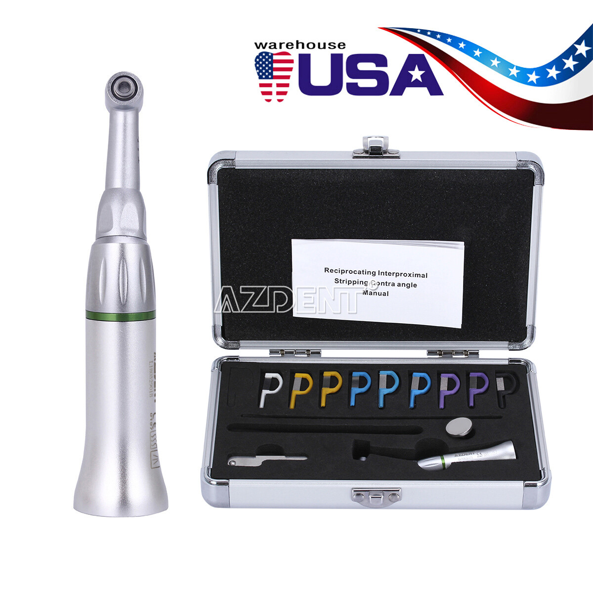 AZDENT Dental 4:1 Contra Angle Handpiece+IPR Interproximal Enamel Strips E-type