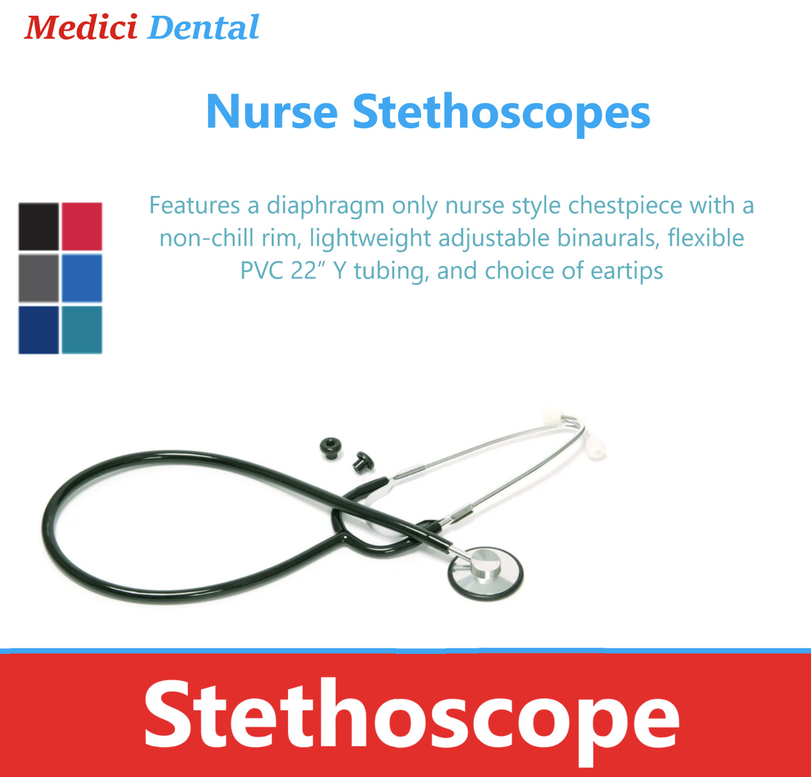 PRO ADVANTAGE Cardiology Stethoscope Dual Head, Single Head, Pediatric, Sprague
