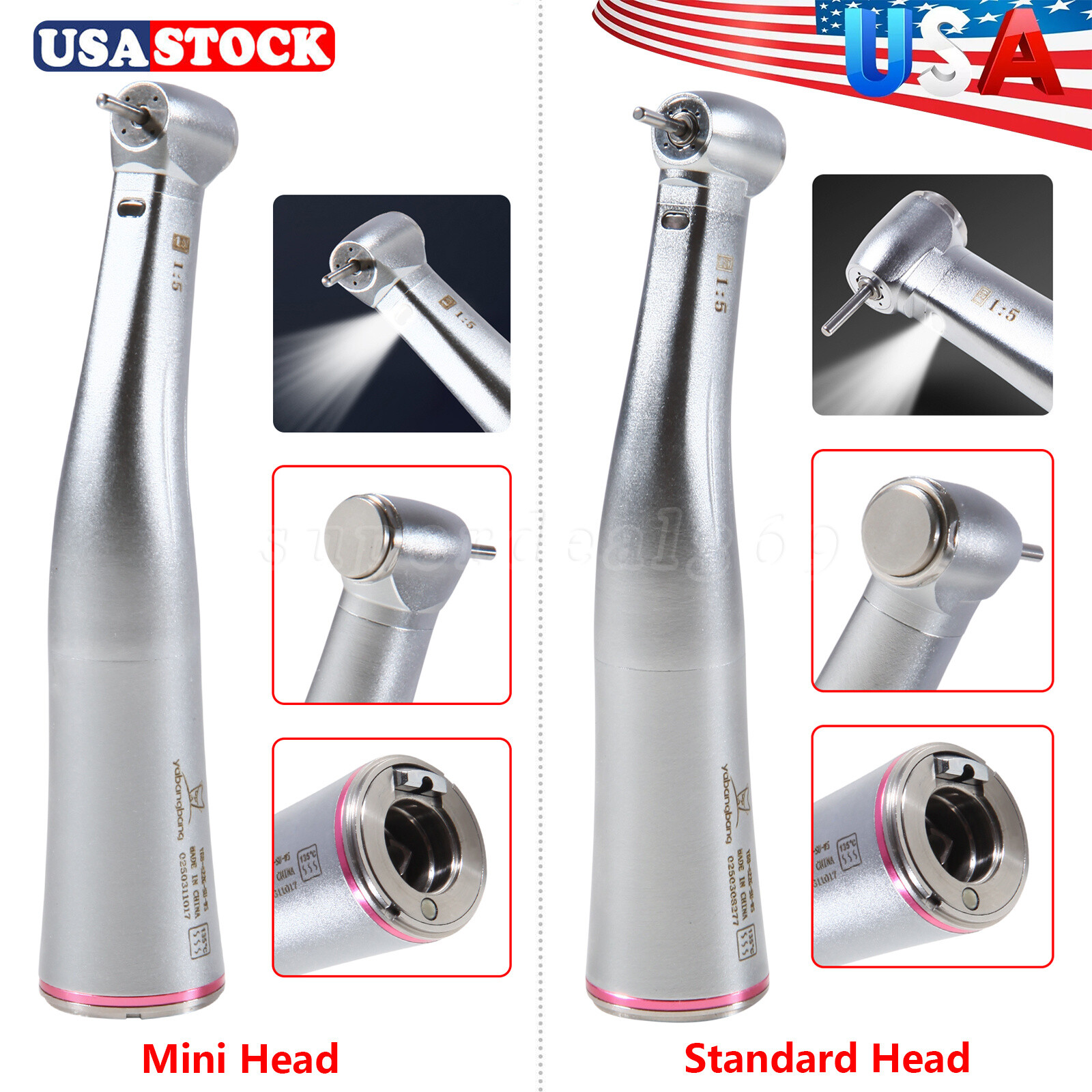 NEW Dental 1:5 LED Fiber Optic Contra Angle Increasing Handpiece US-OR