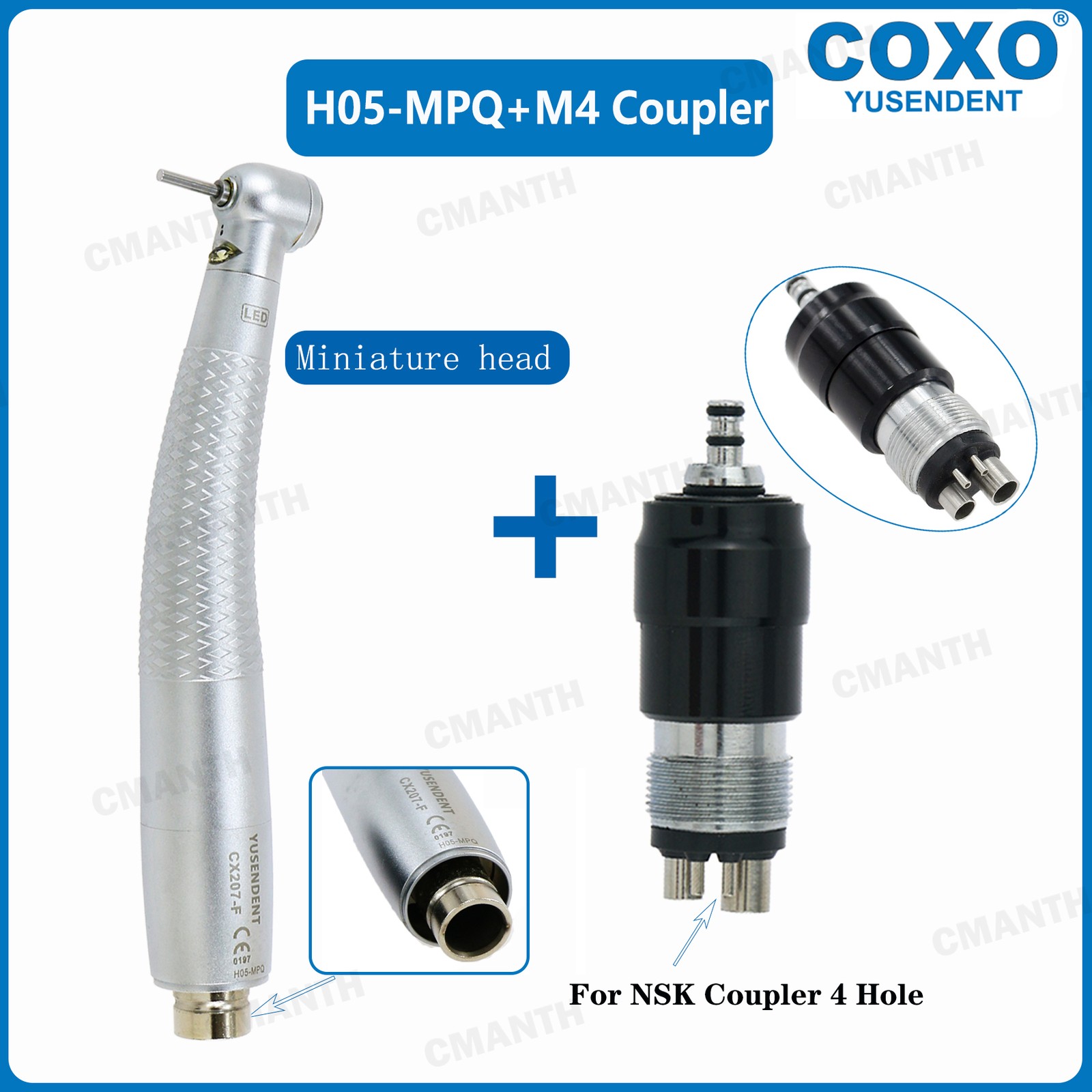COXO Dental High Speed Handpiece Self Power LED Turbine Coupler 2/4Hole For NSK