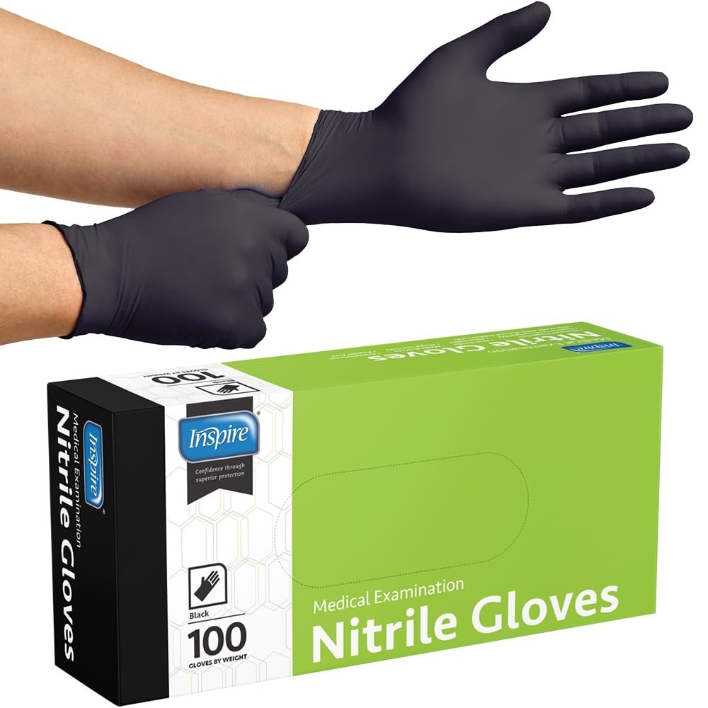 Inspire Black Nitrile Disposable Gloves | 4.5 Nitrile Disposable Safety Medic…