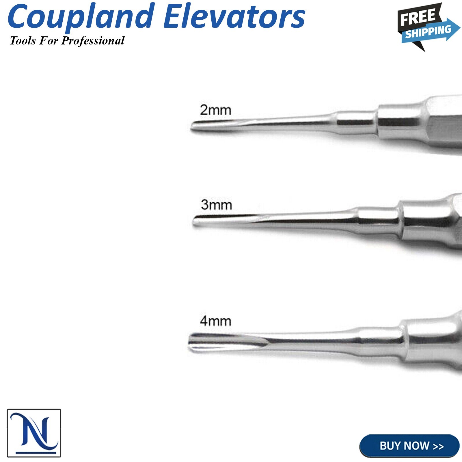 Set de 5 Elevadores Luxadores Dentales – Elevadores Quirúrgicos Rectos y Curvos