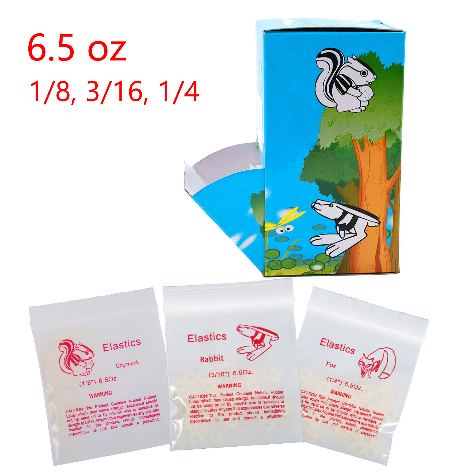 5000pcs/Pack Dental Orthodontic Elastics Bands Rabbit Force 6.5/3.5 OZ 50 Bags