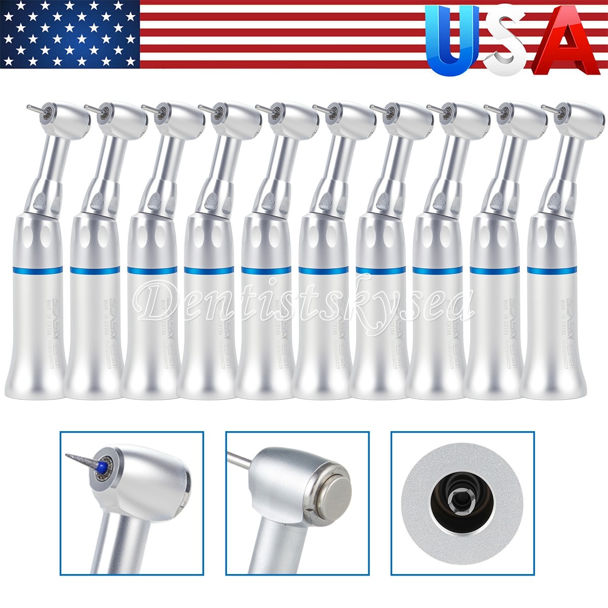Low Slow Speed Handpiece Contra Angle Push Button E-Type 1.6mm Burs Dental Y