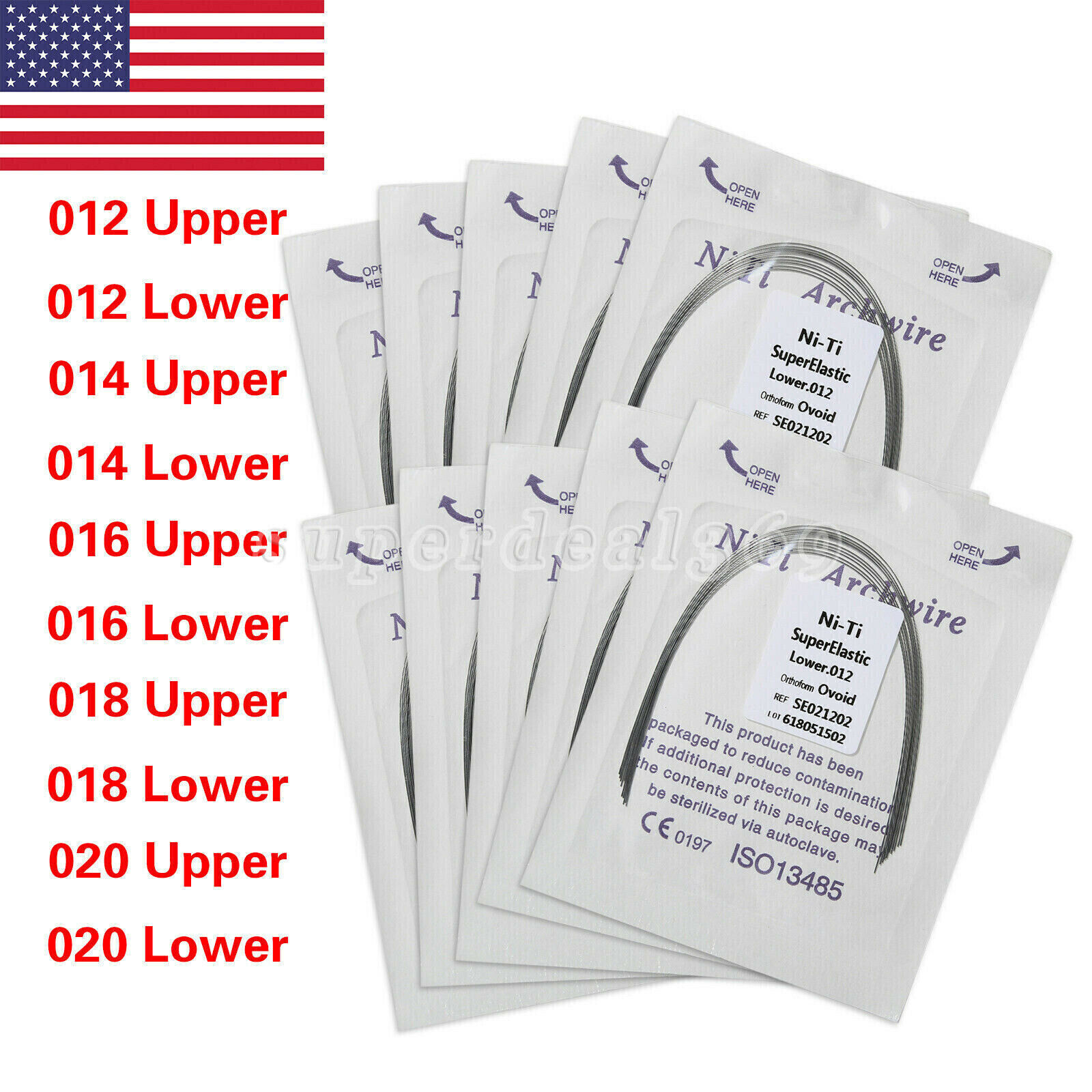 10PCS Dental Orthodontic Niti Reverse Curve Round Arch Wire Super Elastic Wires