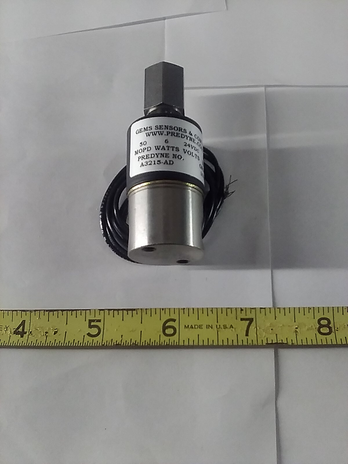 Gems Sensors A3215-AD three way solenoid valve, 24VDC, 6 watts, 50 MOPD