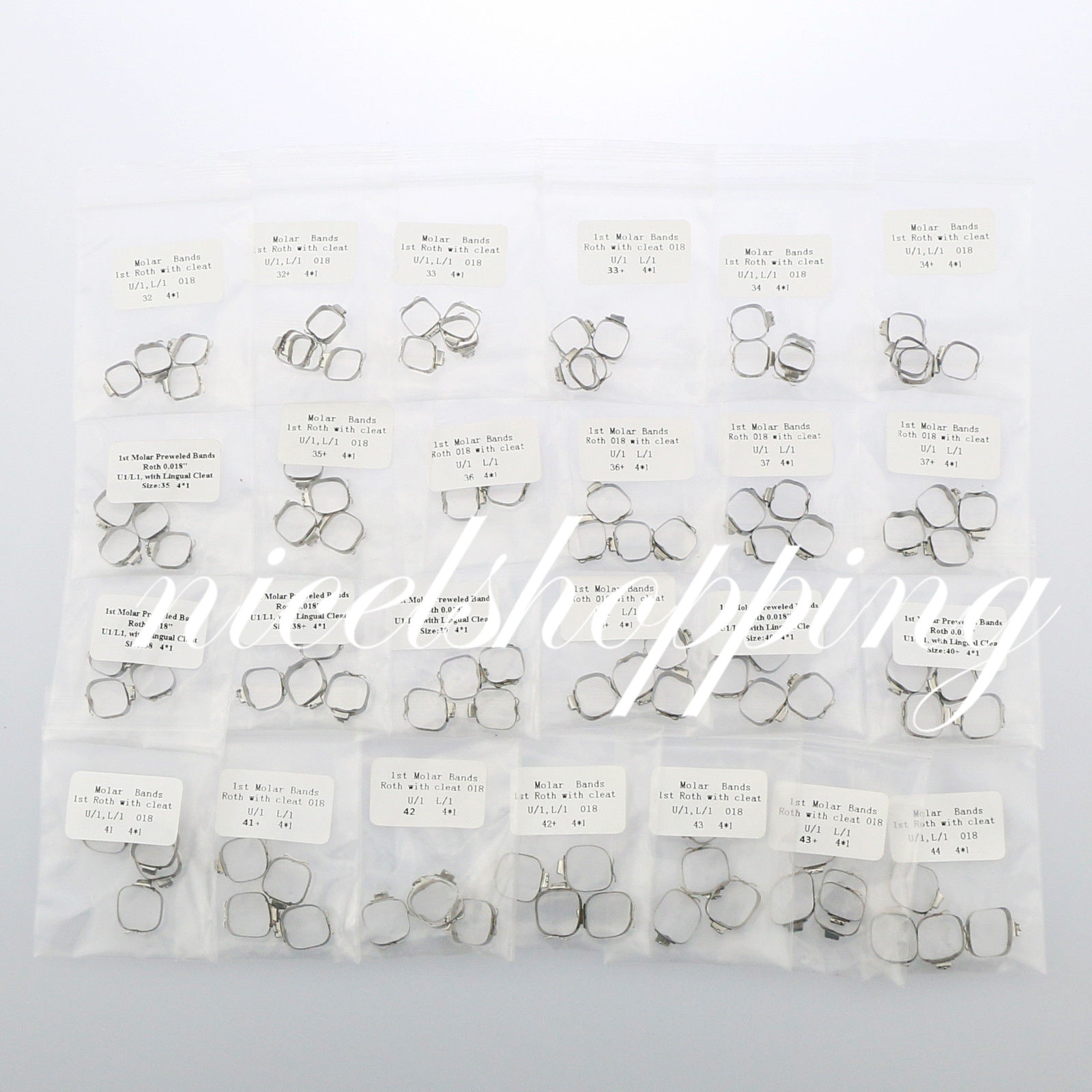 10 Packs Dental Ortho Roth 1st Molar Buccal Tube Prewelded Bands Size 29 to 43+
