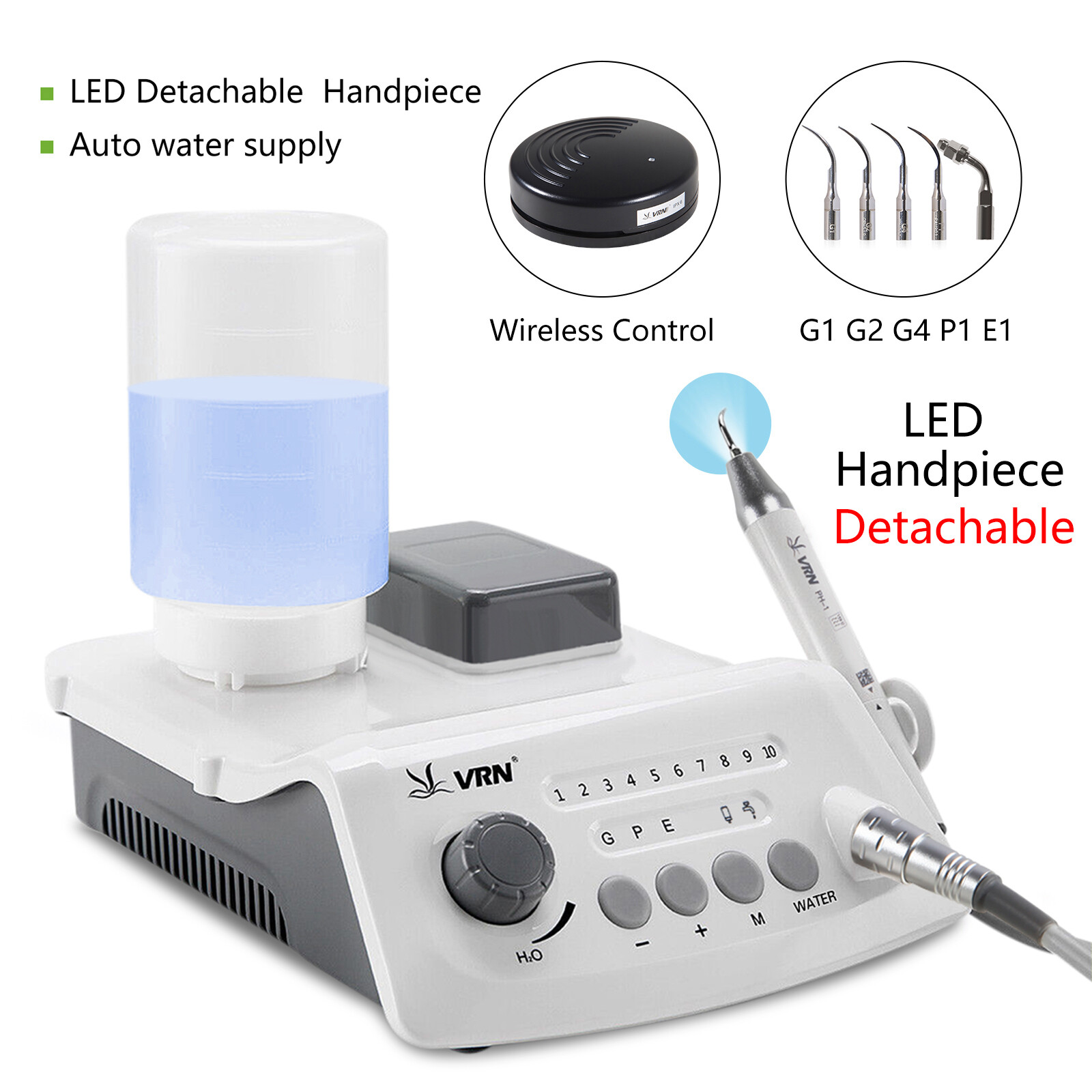 Auto Water Supply Dental Ultrasonic Scaler LED Handpiece Wireless Control DL
