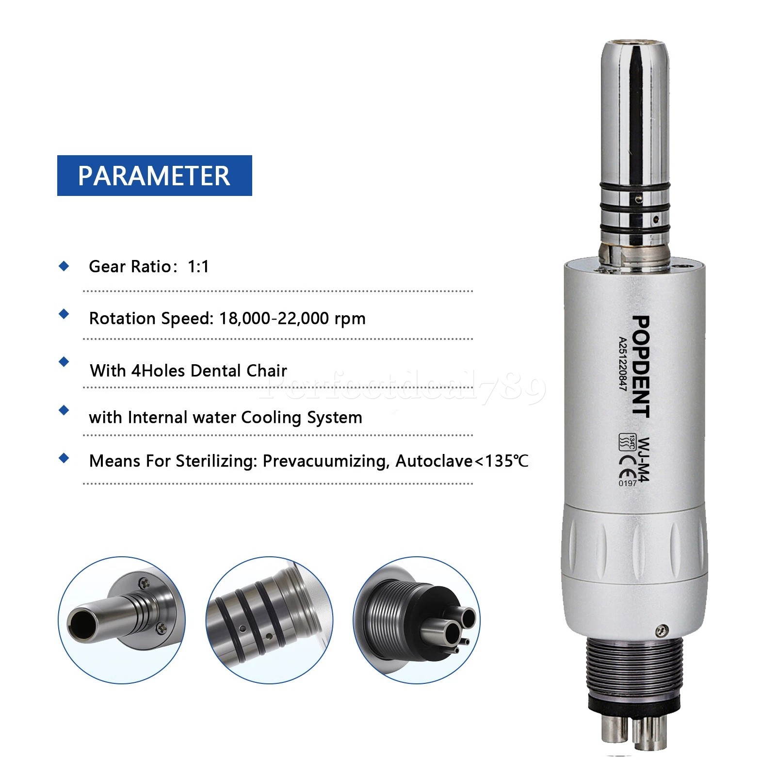 Dental Slow Low Speed Handpiece Push Contra Angle/Air Motor NSK Style 2/4 Holes