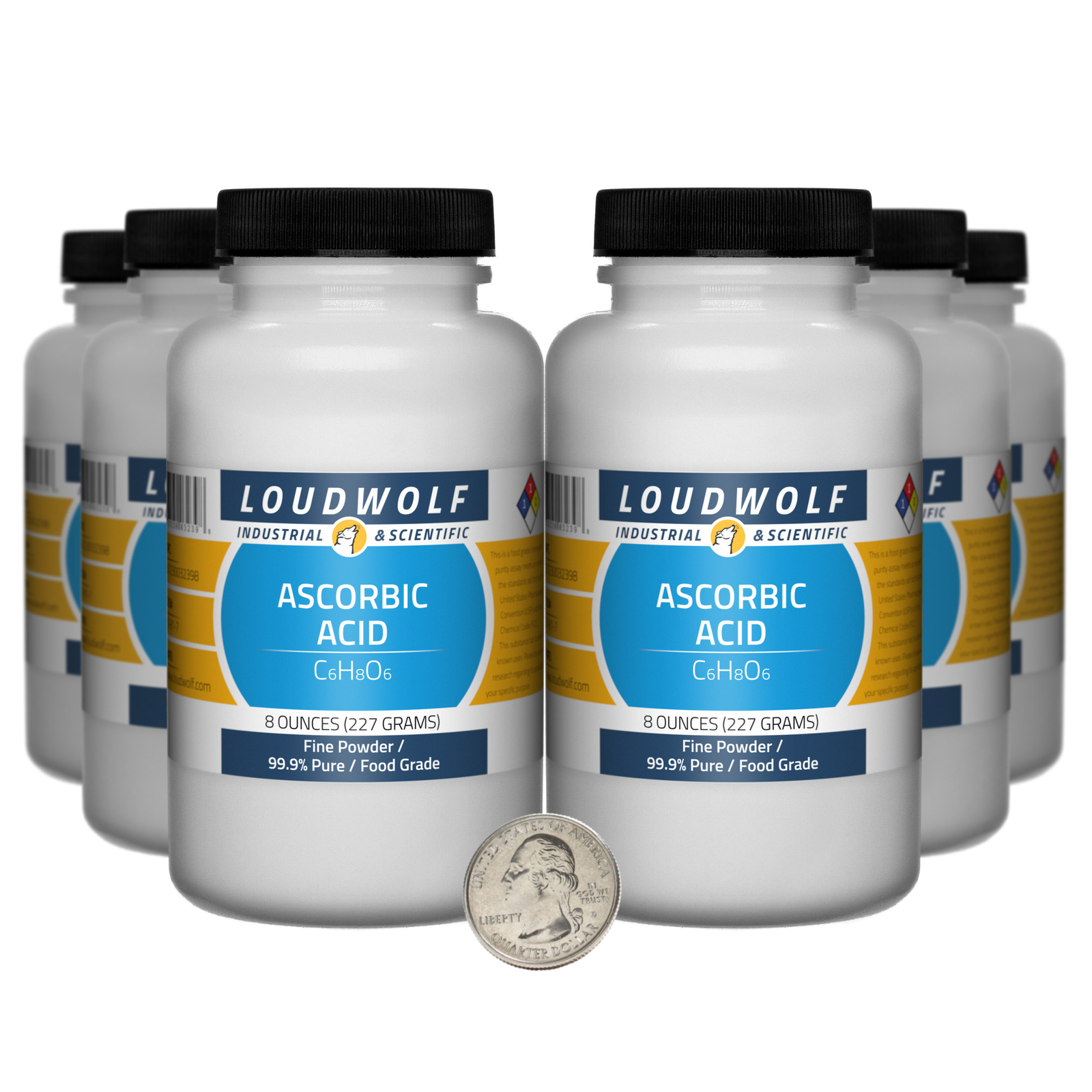 Ascorbic Acid / 3 Pounds / 6 Bottles / 99.9% Pure Food Grade / Fine Powder / USA