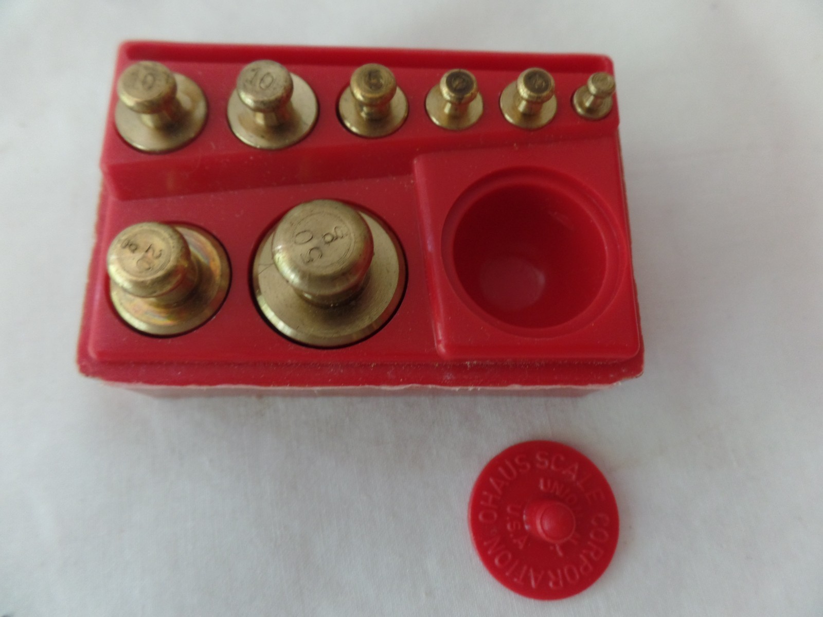 Vintage Ohaus SCALE METRIC WEIGHT SET # 5503 case, tweezers, 14 weights