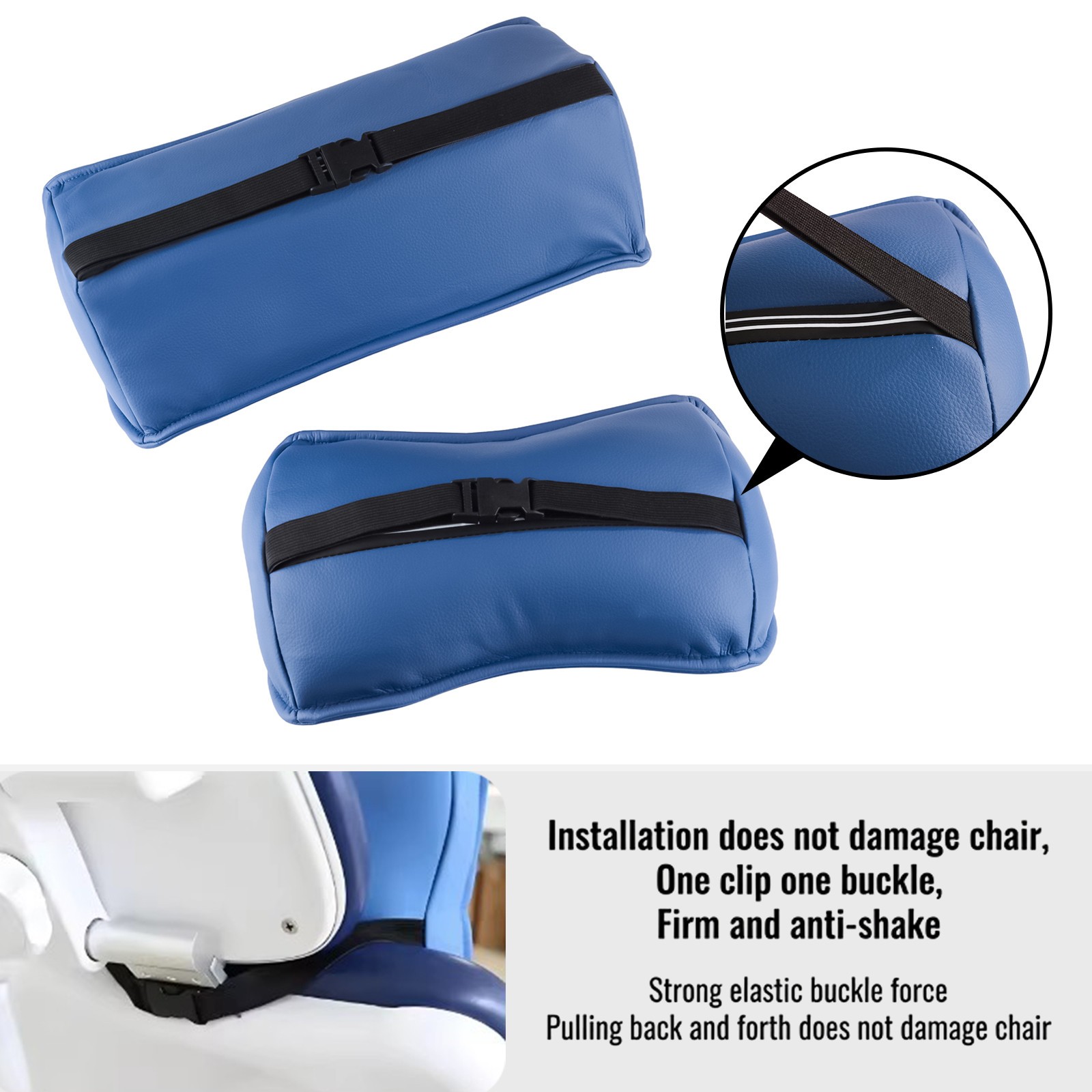 Dental Chair Neck Pillow Lumbar Cushion Memory Foam Microfiber Leather Dark Blue