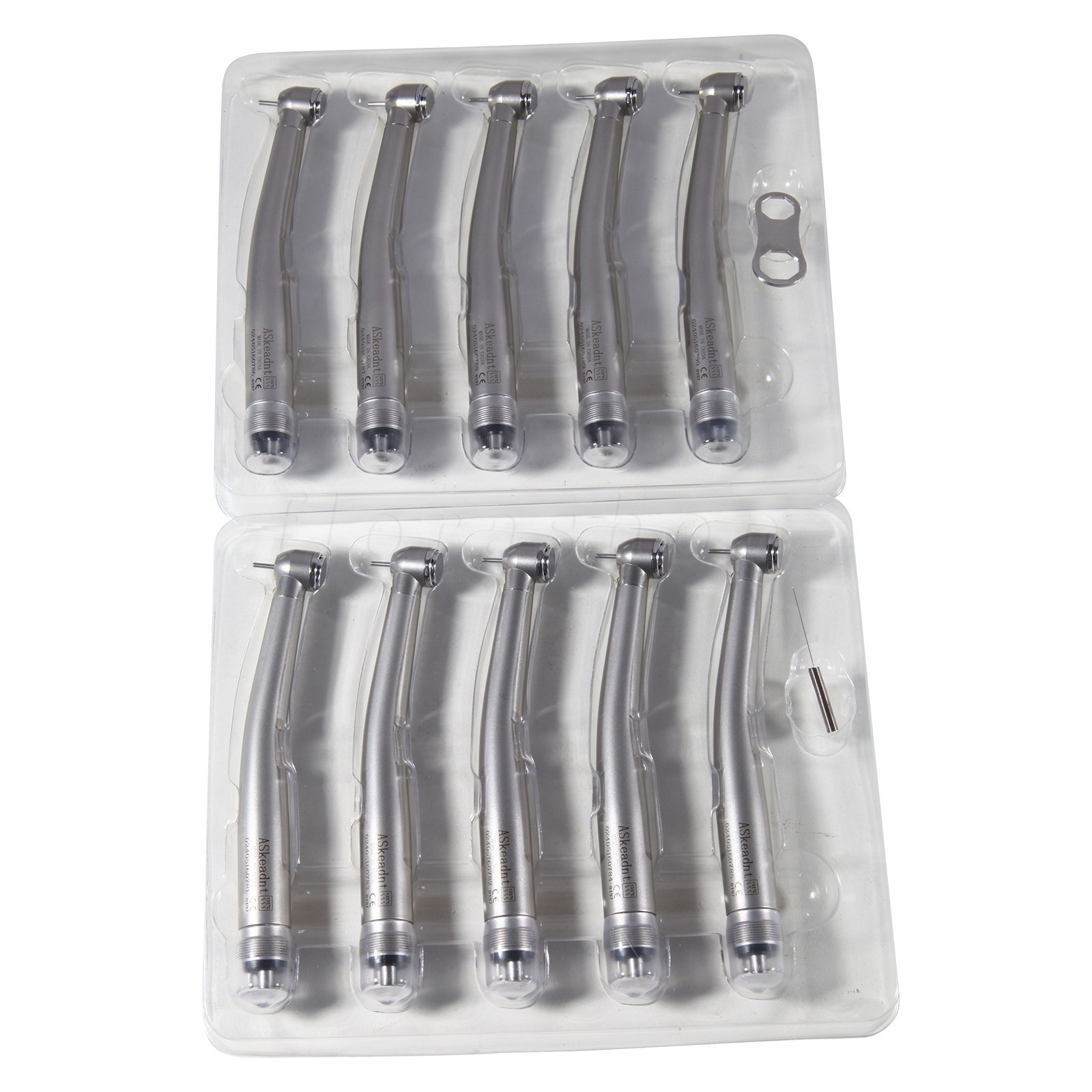 10 PCS Dental LED E-Generator Fiber Optic High Speed Handpiece 4 Hole NSK Style