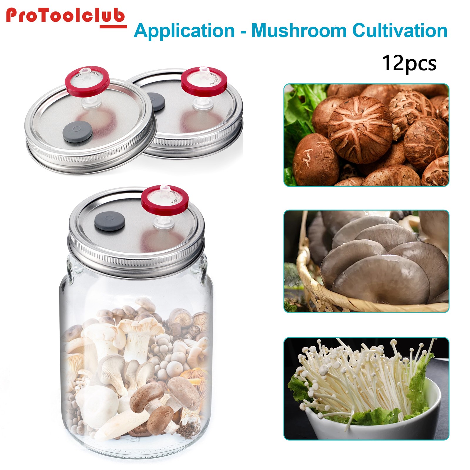 12Pcs Mouth Mushroom Liquid Culture Lids, Mason Jar Lid with rubber stopper