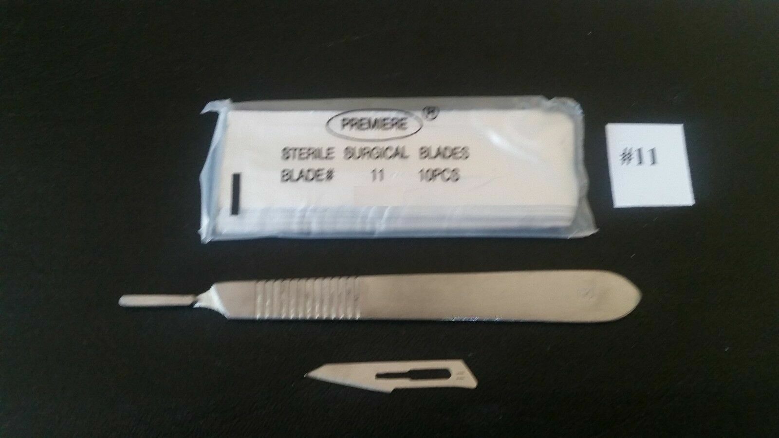 10 Sterile #11 Surgical Blades with FREE #3 Scalpel Knife Handle Medical Dental