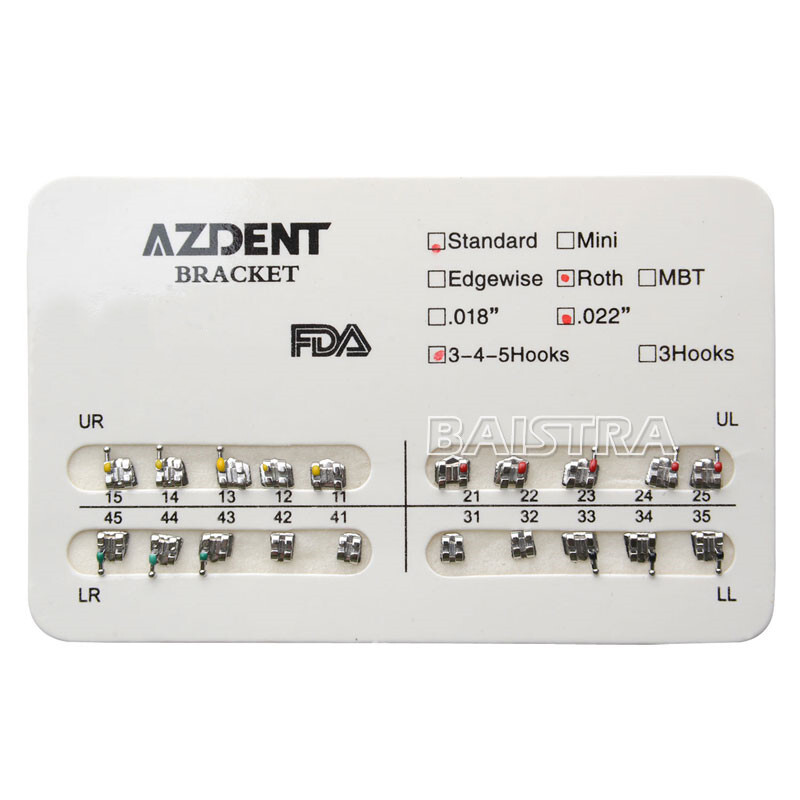 Dental Orthodontic Brackets Braces Standard Roth.022 Hooks 345 AZDENT