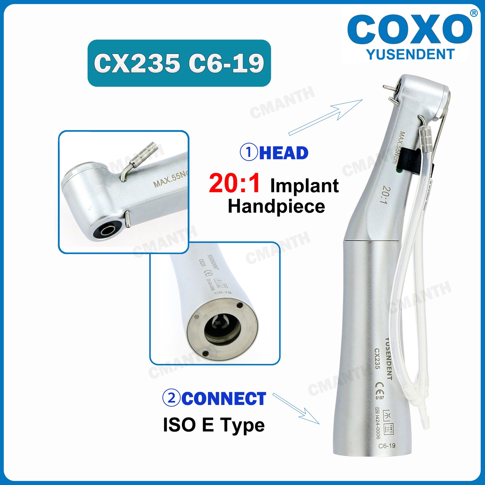 COXO Dental Implant Handpiece 20:1 Contra Angle Low Speed Surgical CX235 C6-19