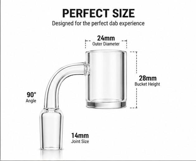 14mm Male 90 Degree 25mm wide Quartz XL Water Pipe Bong Rig