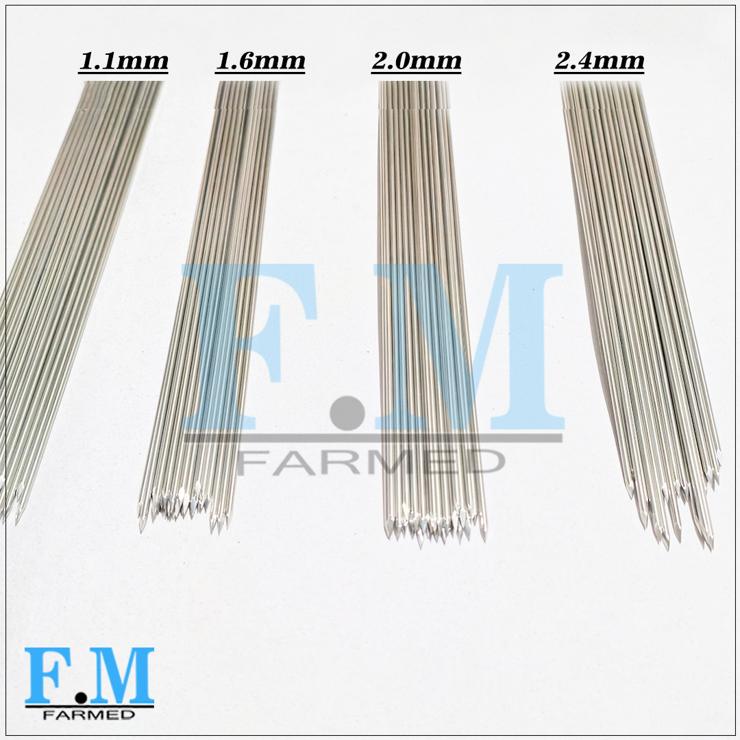 K-Wires Orthopedic Kirschner Wires Pins 200 Pcs Size 1.1mm, 1.6mm, 2.0mm, 2.4mm
